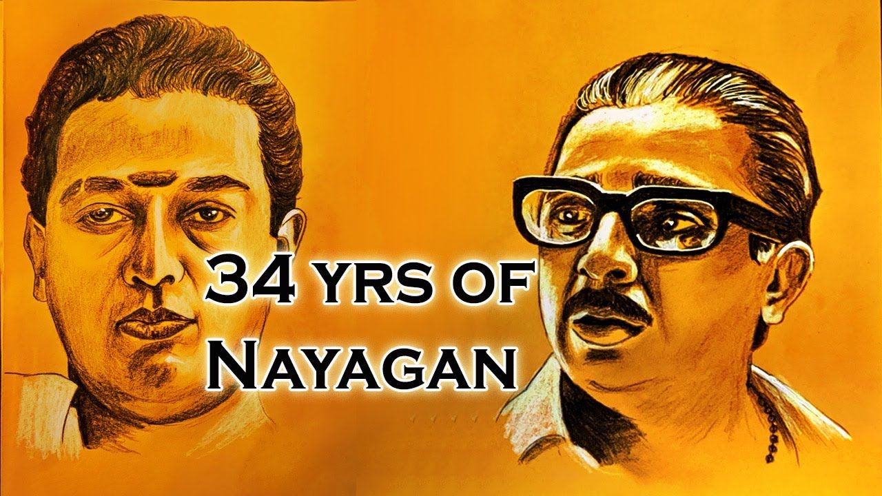 1280x720 yrs of Nayagan. Nayagan Movie. Pencil sketching. Portrait. Kamal Hassan. Mani Ratnam