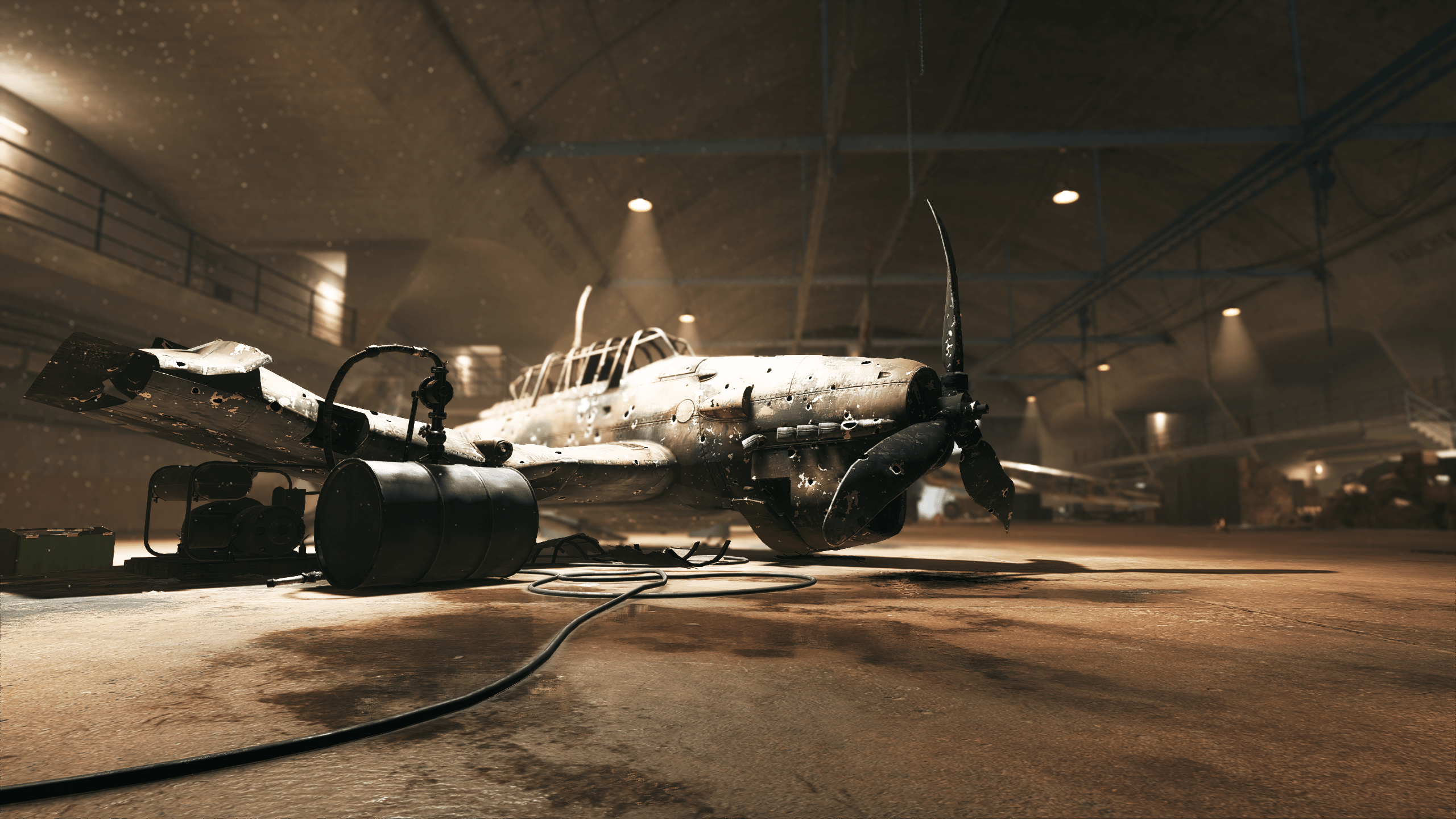 2560x1440 Airplane Battlefield V Hangar Wreck Wallpaper:2560x1440