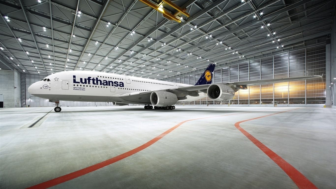 1366x768 Lufthansa 380 800 Airbus Civil Aviation Aircraft Desktop Wallpaper