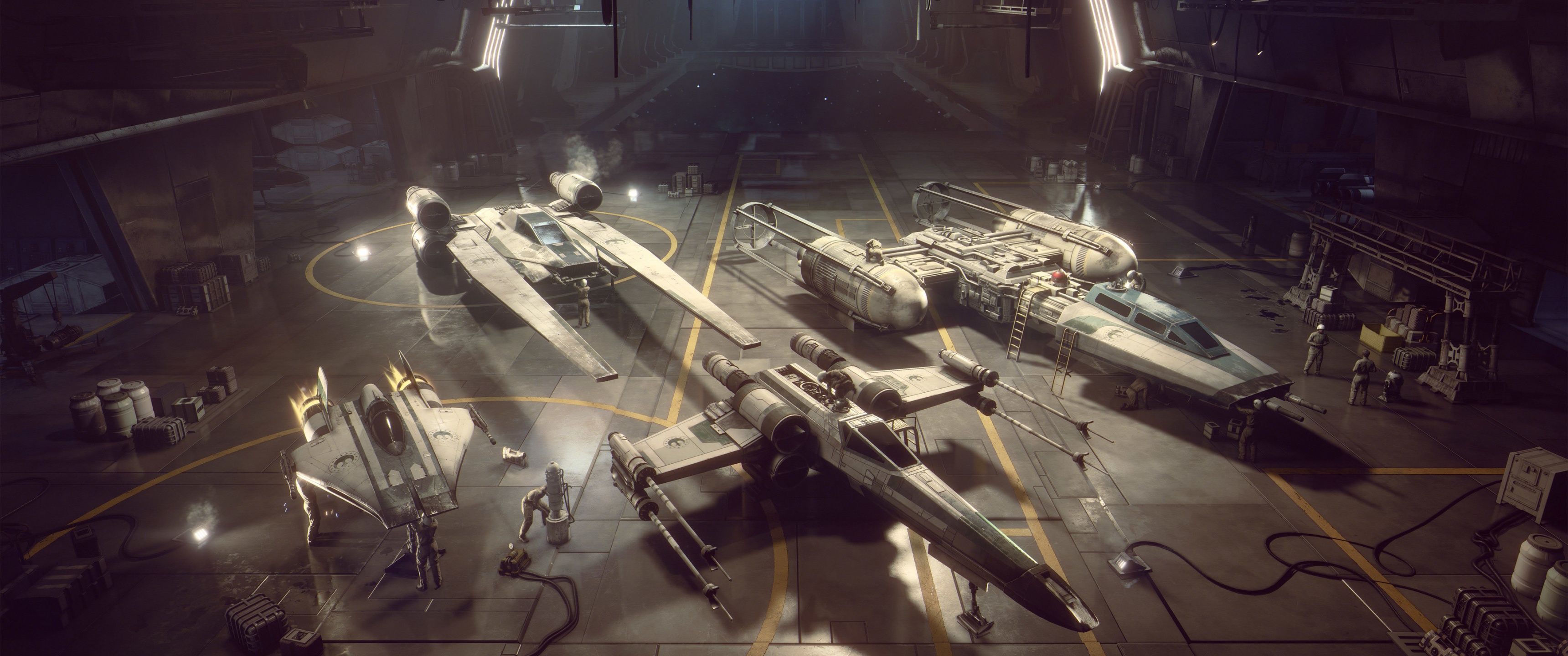 3440x1440 Star Wars: Squadrons Wallpaper 4K, Hanger, PC Games, PlayStation