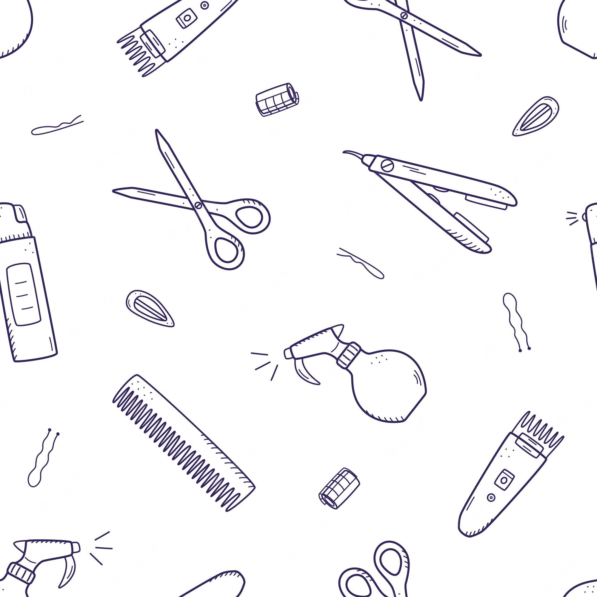 2000x2000 Premium Vector. Seamless pattern of hairdressing elements. vector illustration of doodle icons background, wallpaper. the concept of a hairdressing salon and a beauty salon