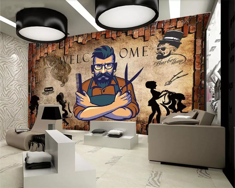1000x800 Beibehang Custom Wallpaper 3D Mural Retro Nostalgic Brick Wall Hair Salon Hairdressing Salon Beauty Salon Background Wall Paper