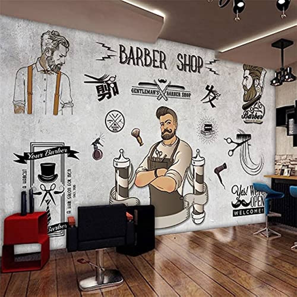 1000x1000 Wallpaper Man Salon Wall Paper 3D Retro Barber Shop Hair Salon Background Mural Wallpaper 3D Industrial Decor Papel De Parede 3D (140cm*70cm) (4) : Buy Online at Best Price in