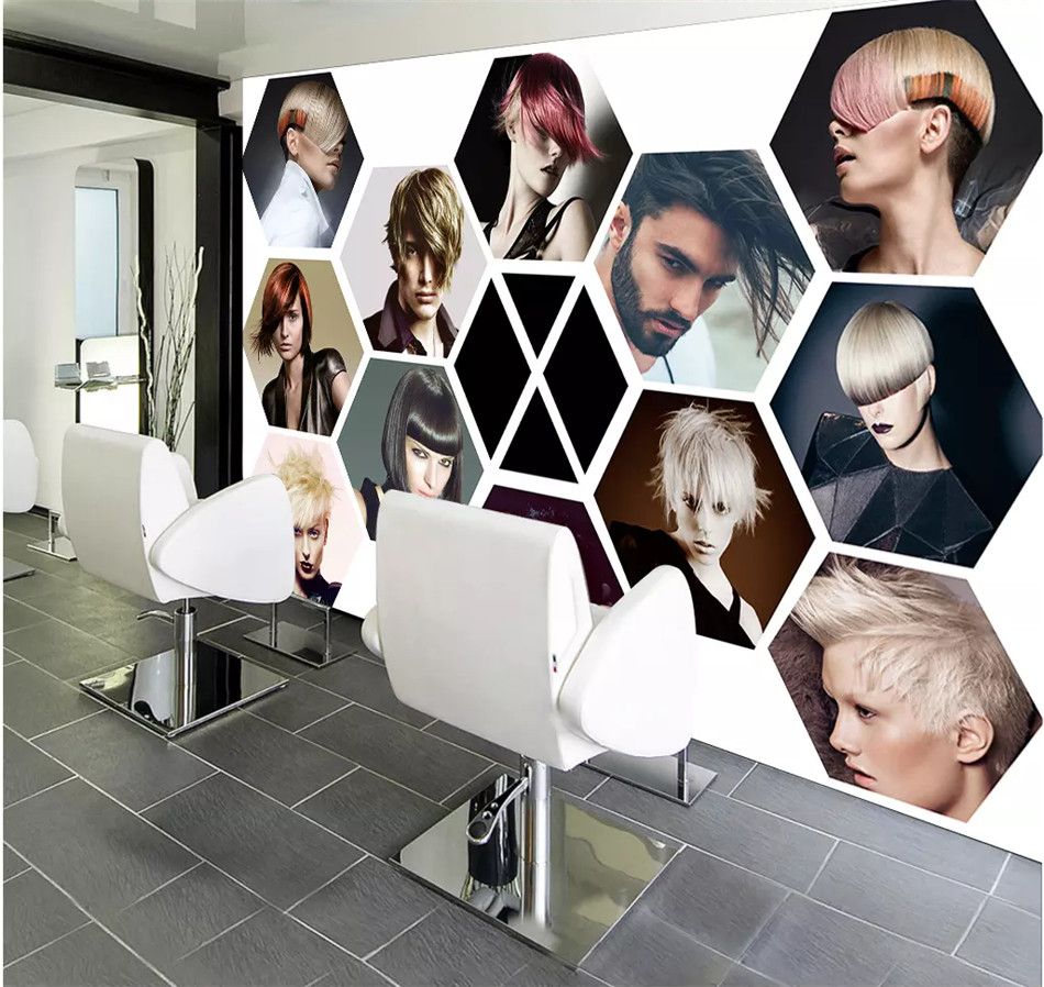 950x898 Modern Fashion Hair Salon Wall Paper 3D Beauty Salon Photo Wallpaper Mural Barber Shop Industrial Decor Papel De Parede 3D