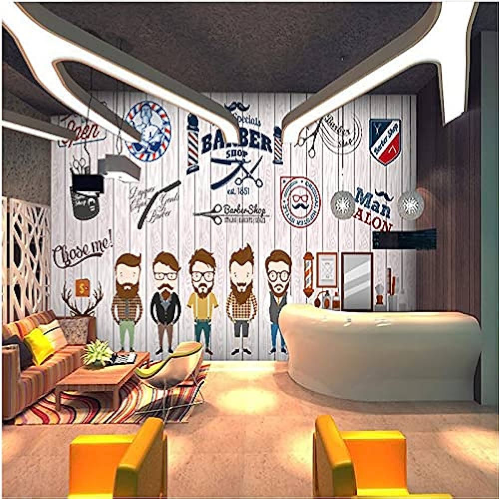 1000x1000 Wallpaper Man Salon Wall Paper 3D Retro Barber Shop Hair Salon Background Mural Wallpaper 3D Industrial Decor Papel De Parede 3D (140cm*70cm) (4) : Buy Online at Best Price in