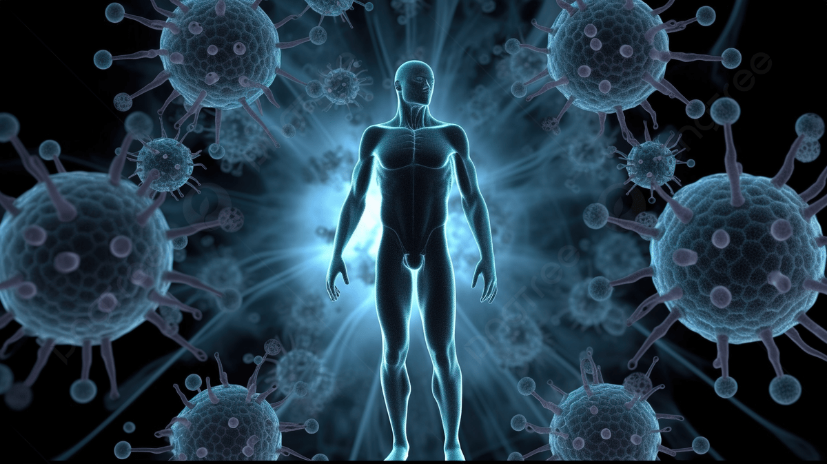 1200x673 An Attractive Image Of A Person Standing In Front Of Viral Cells Background, 3D Medical Background With Male Figure And Virus Cells, HD Photography Photo Background Image And Wallpaper for Free Download