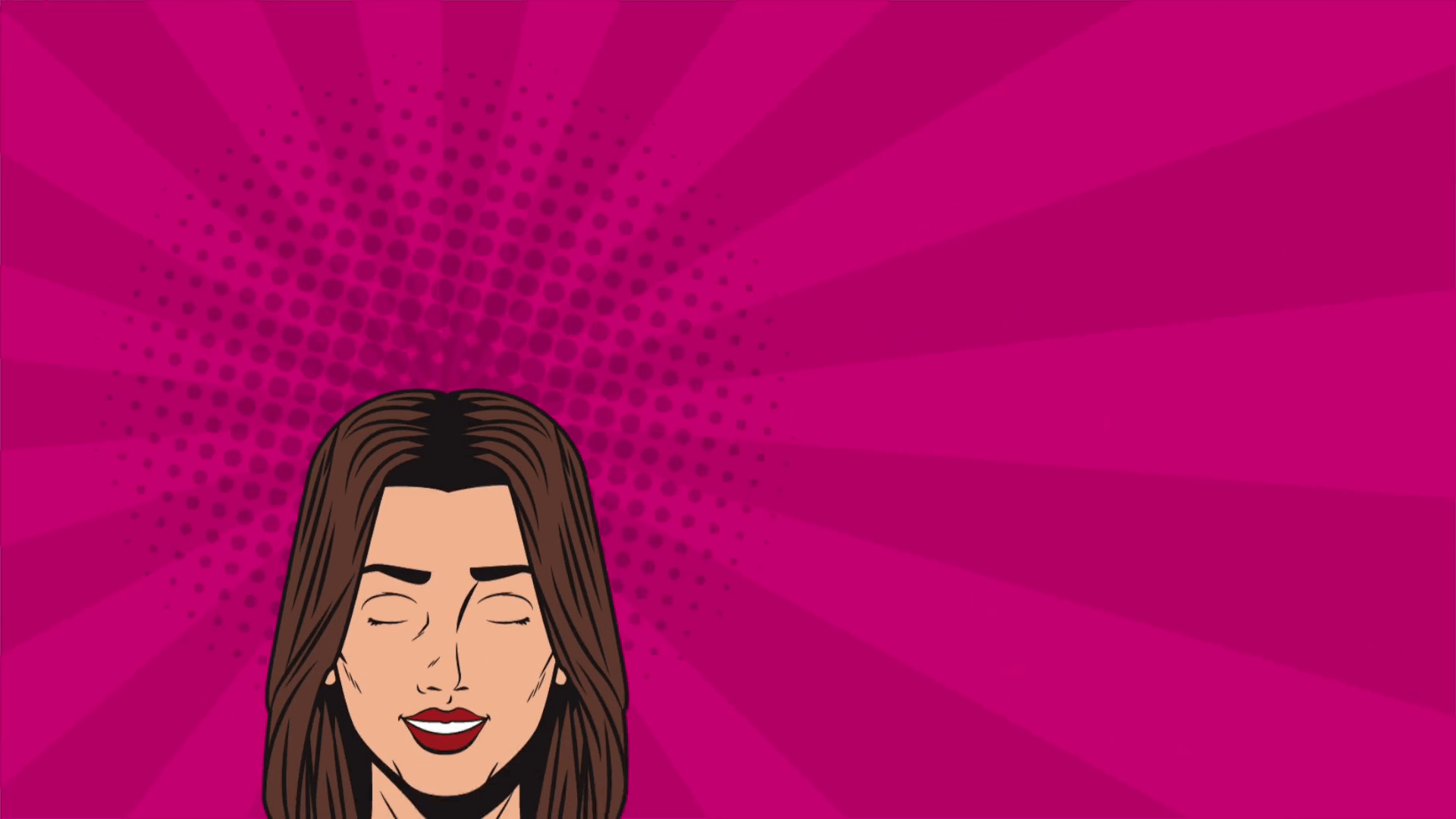 1920x1080 Pop art woman and businessman cartoons over striped colorful