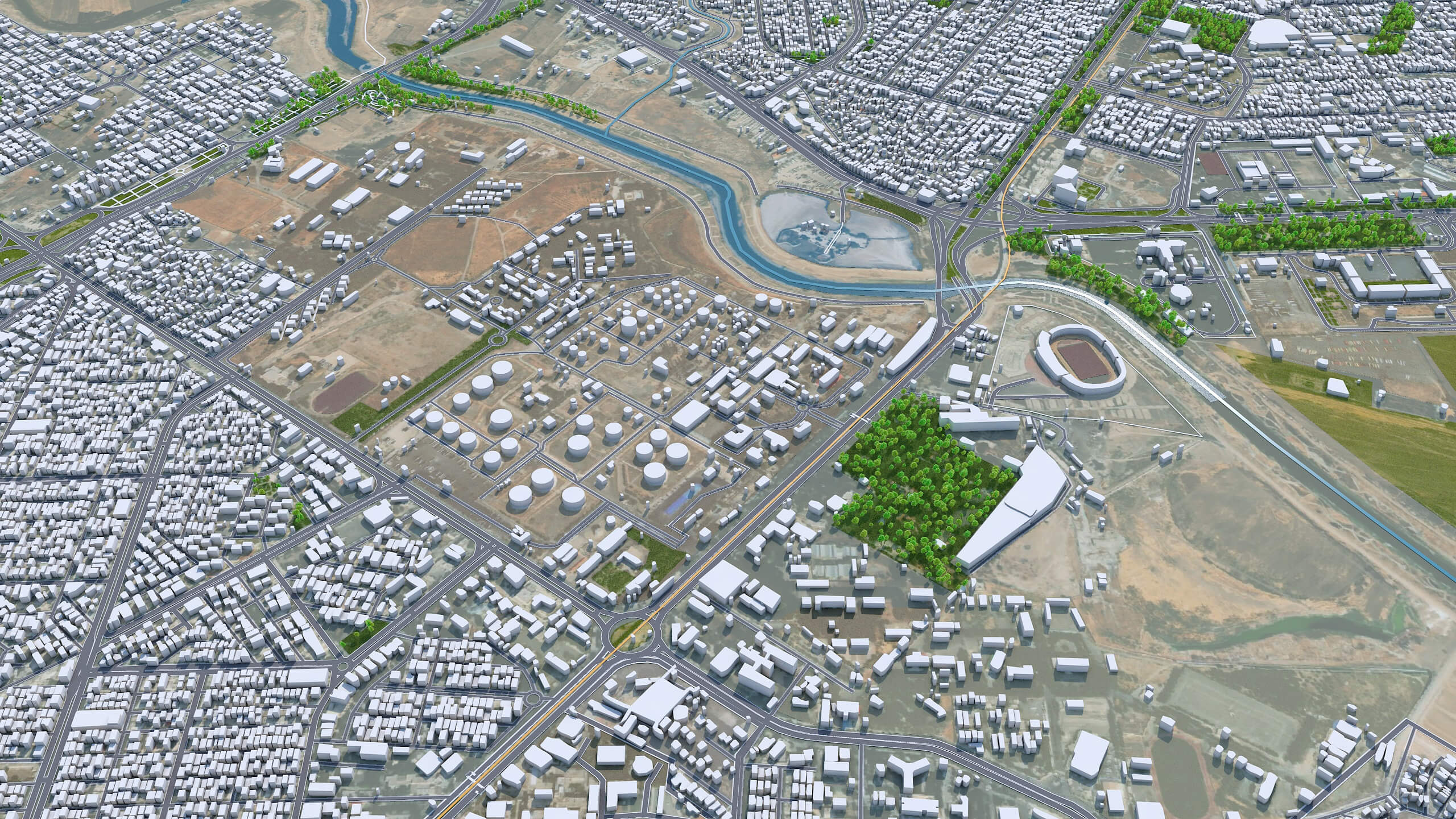 2560x1440 Kermanshah City Iran 3D Model 50km