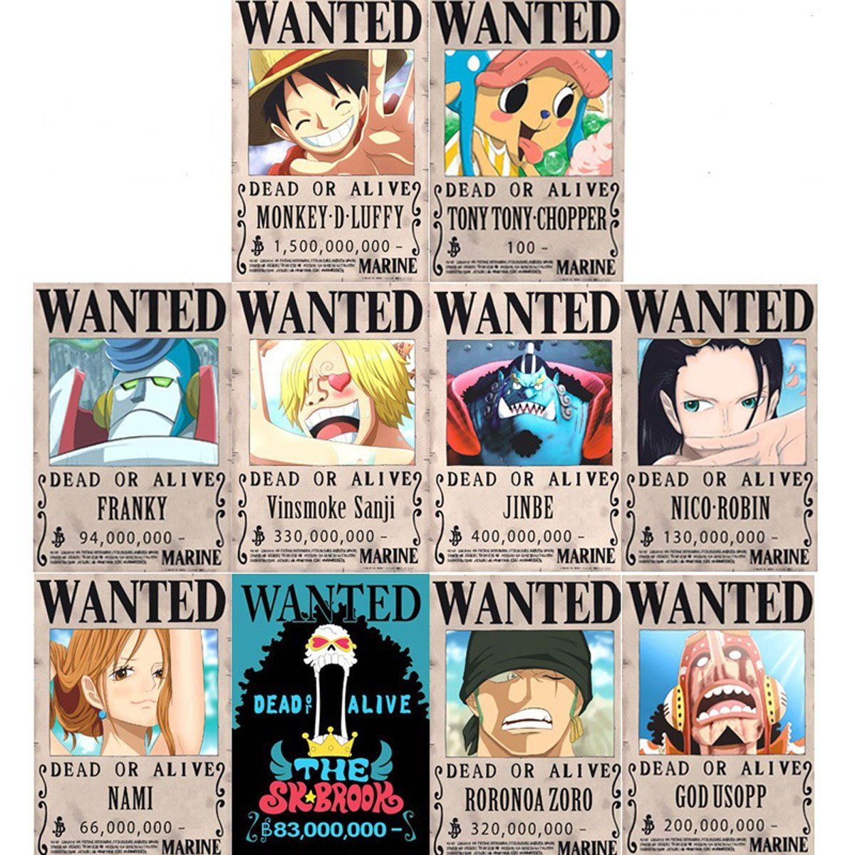 1200x1200 Anime One Piece Pirates Wanted Posters 10pcs Set -（add JinBe, After 903 Update） (D) : Toys & Games