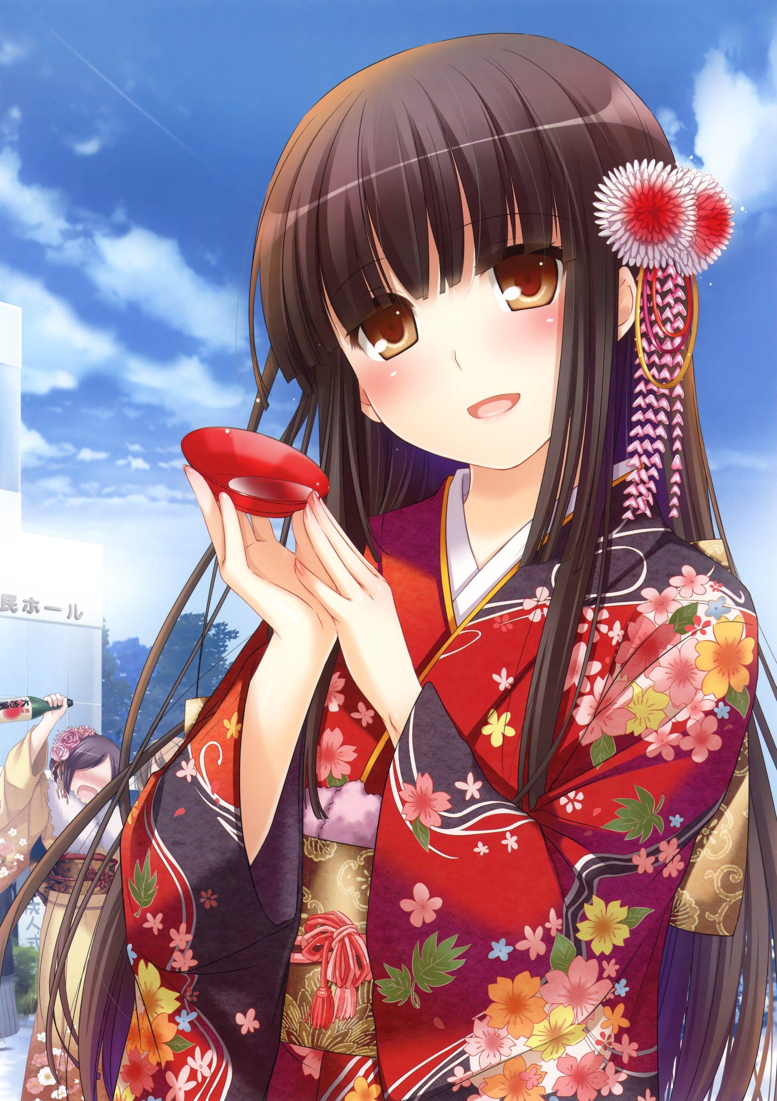 Beautiful Kimono Anime Girl Wallpapers - Top Free Beautiful Kimono ...