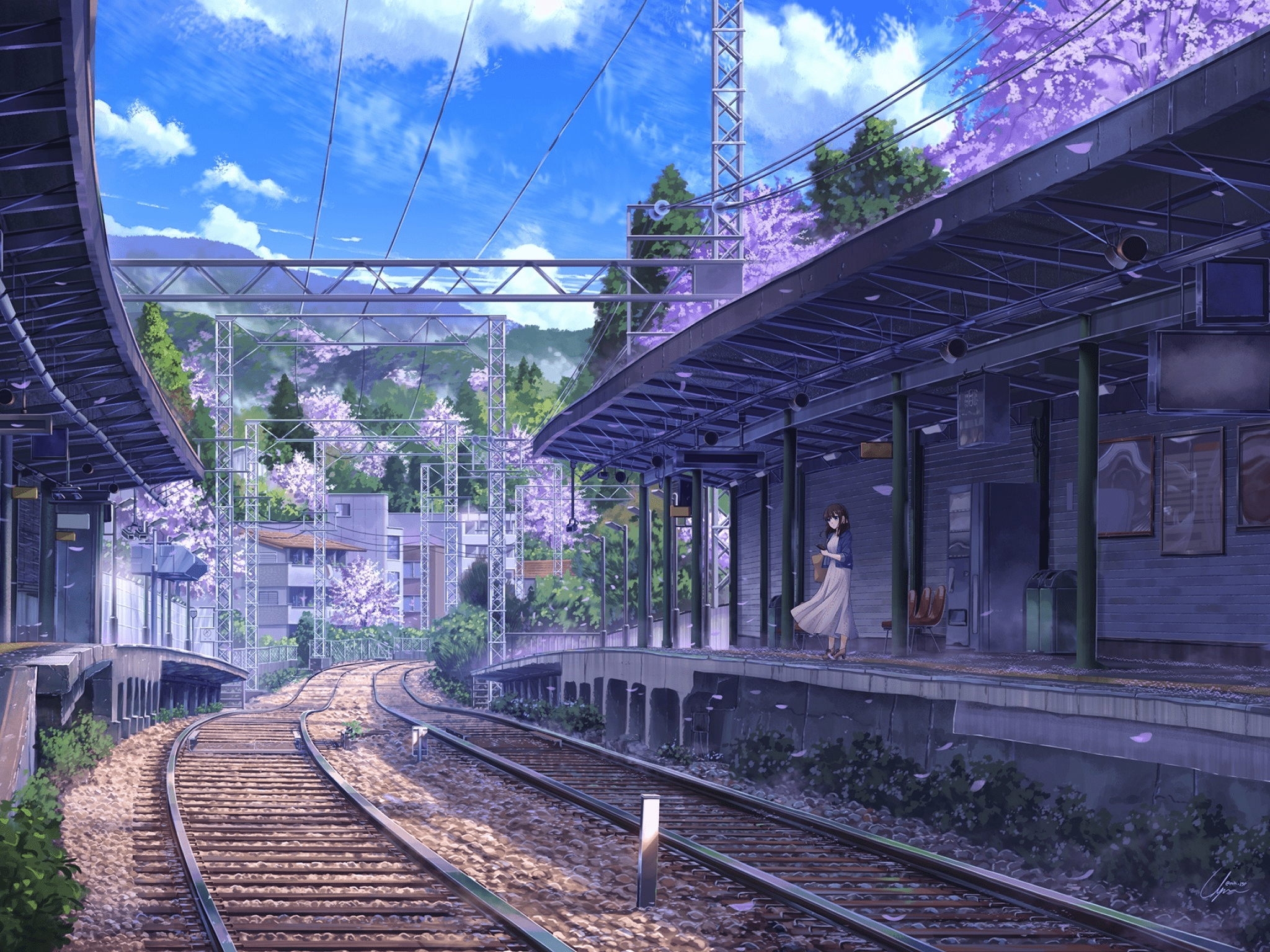 2048x1536 Aesthetic Anime Train Wallpaper