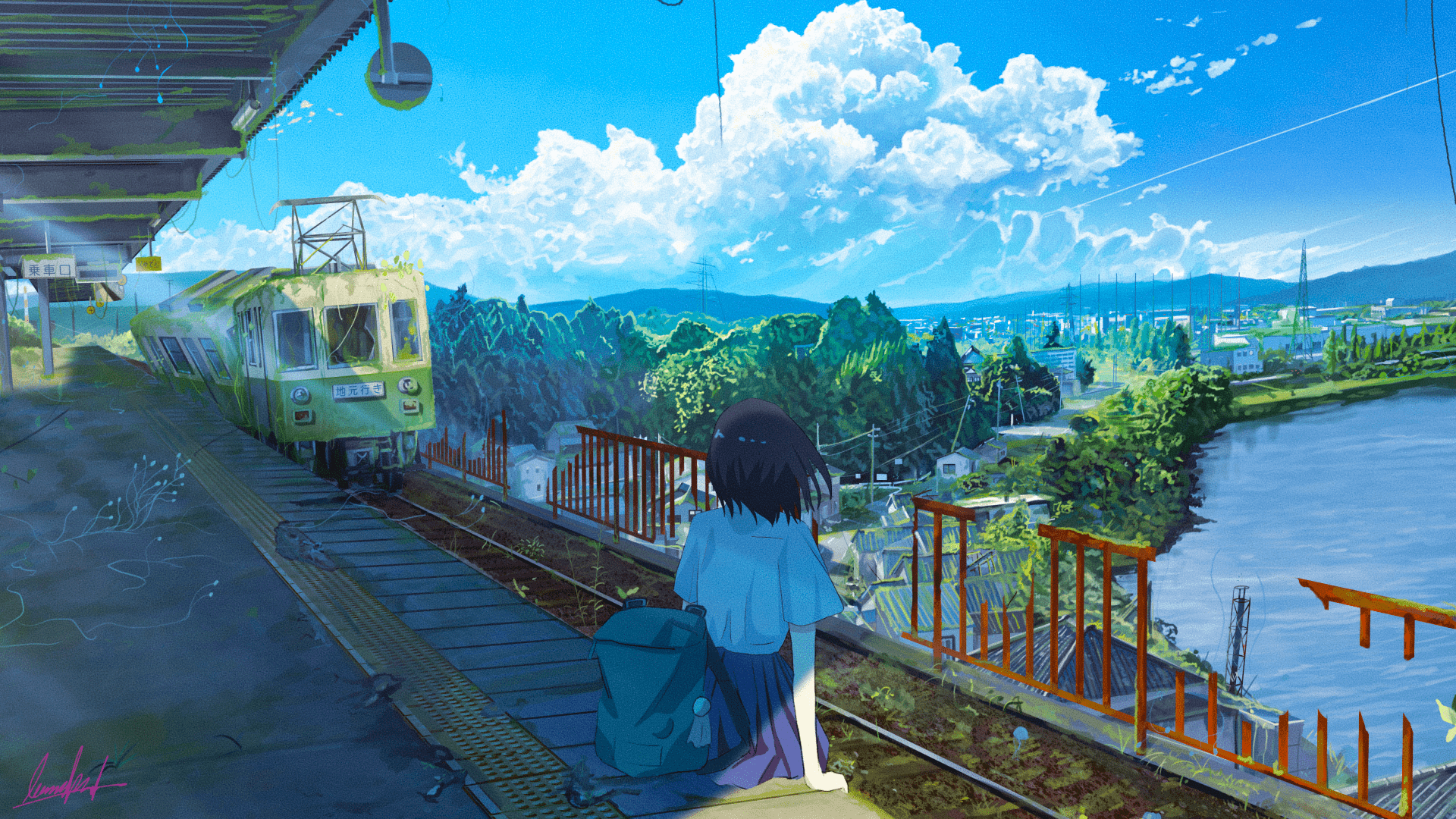 1920x1080 Anime Train Station HD Wallpaper