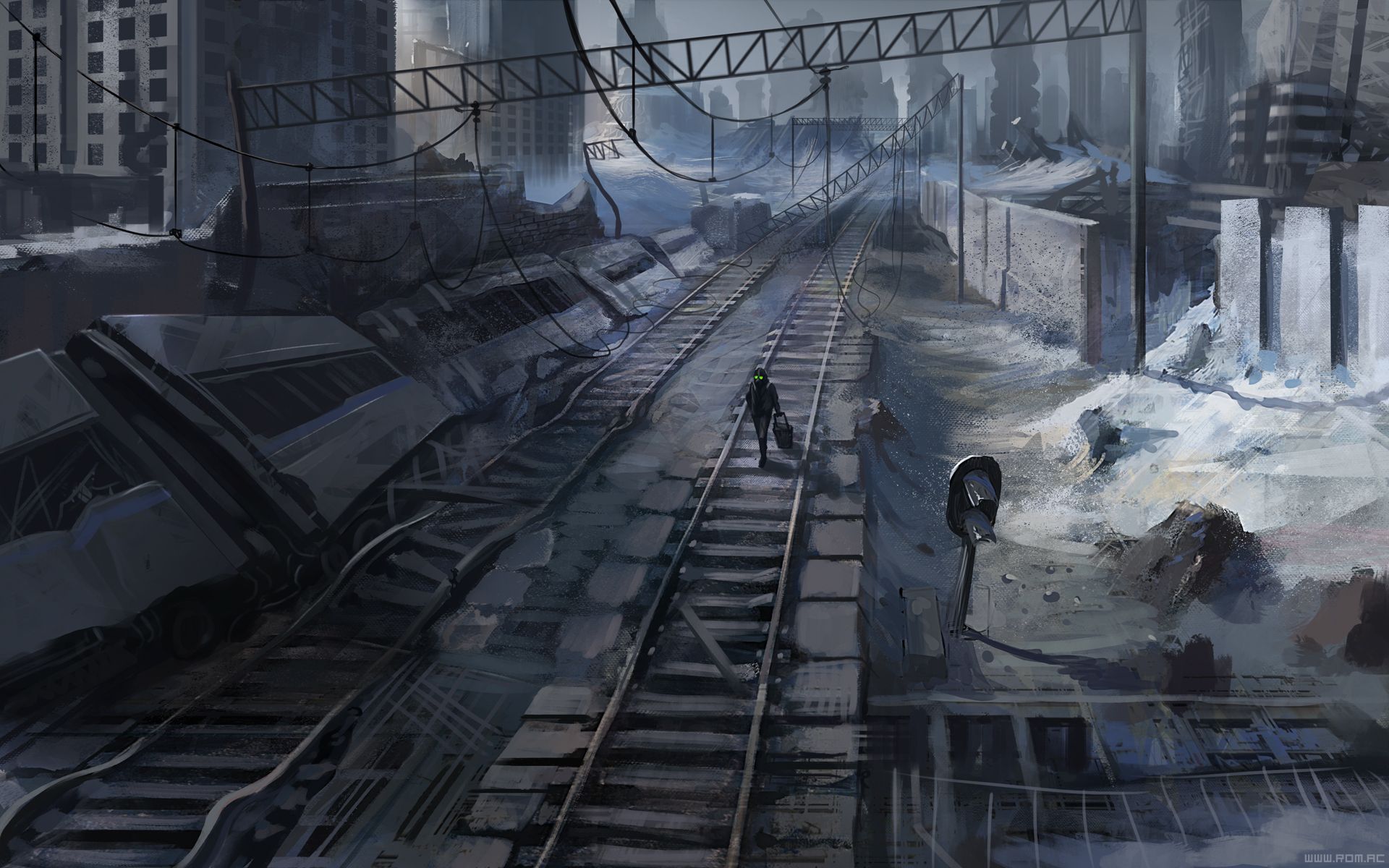 1920x1200 Anime Train Station Scenery Wallpaperx1200. Post apocalyptic art, Anime scenery, Apocalypse world