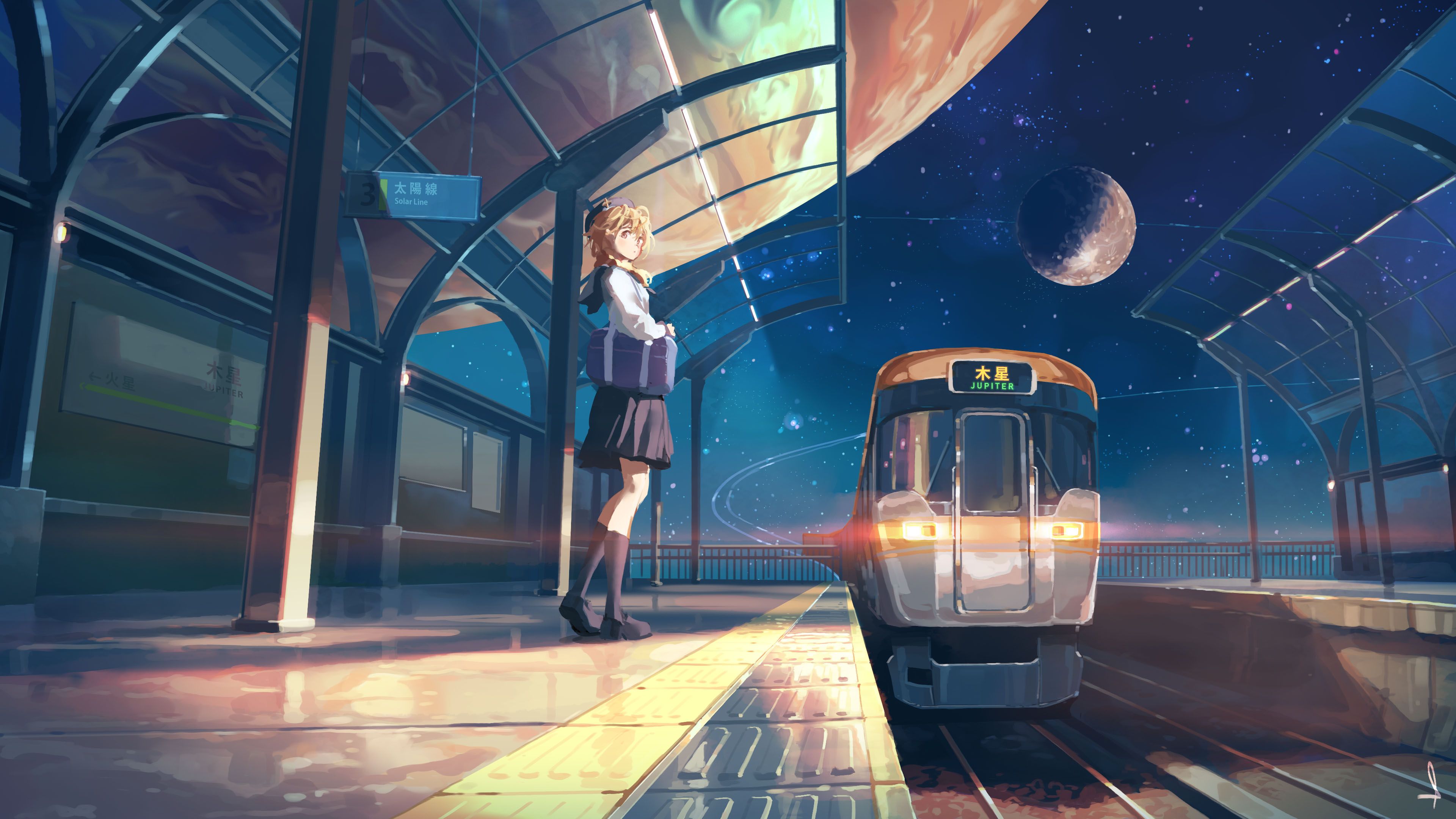 3840x2160 Anime Train Station 4k Ultra HD Wallpaper
