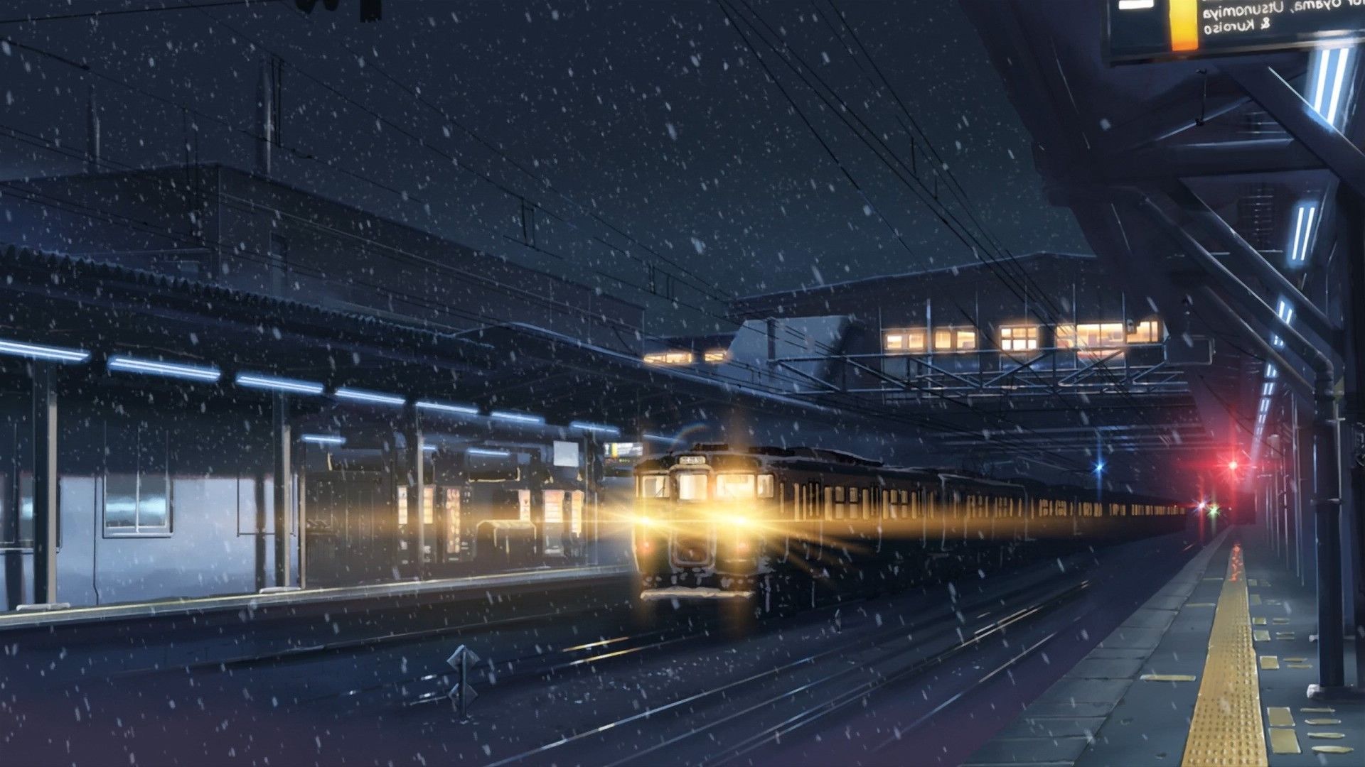 1920x1080 1920x1080 anime winter lights train station train snow night 5 centimeters per second makoto shinkai wallpaper JPG 327 kB Gallery HD Wallpaper