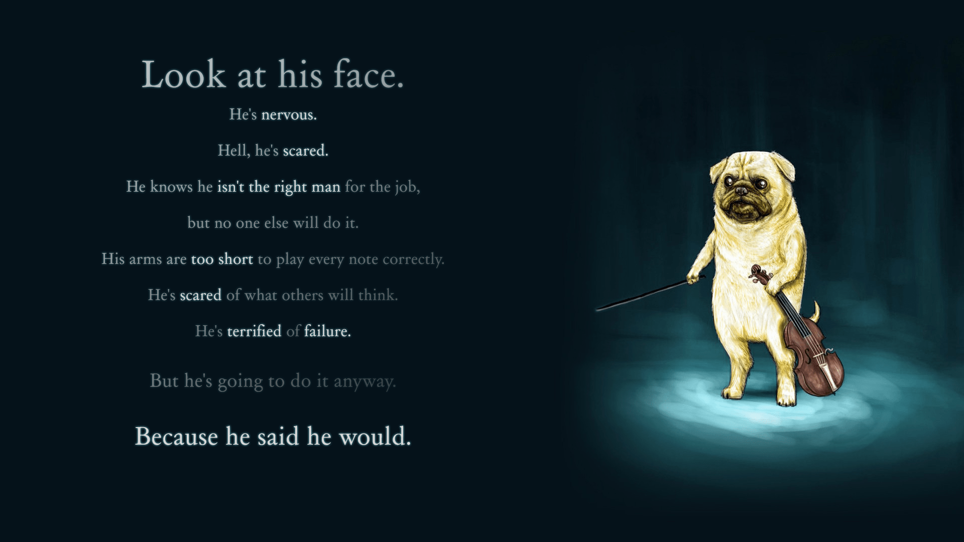 1920x1080 Motivational Pug Animals Violin Artwork Humor Wallpaper:1920x1080