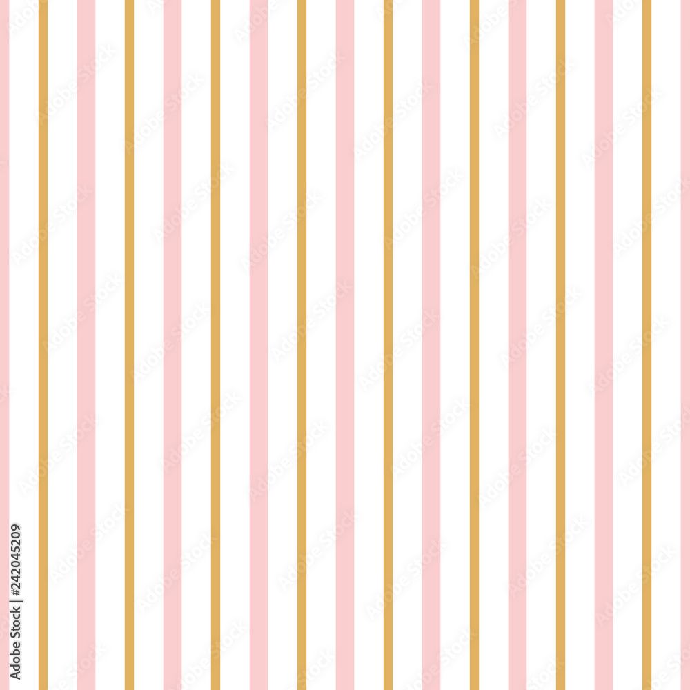 1000x1000 Vector seamless pattern vertical striped geometric ornament golden, pink lines Background wallpaper for baby girl Stock Vector
