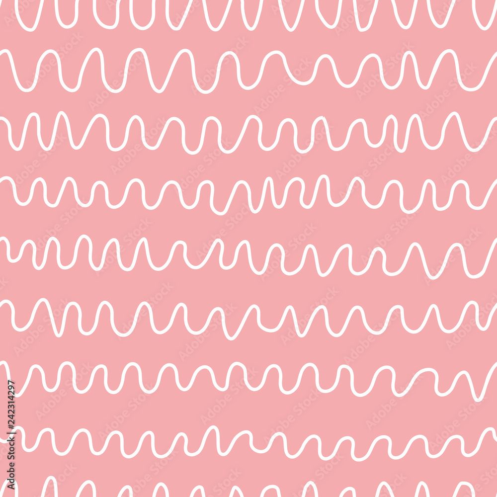 1000x1000 Semless hand drawn pink pattern with hand drawn wavy lines pink wallpaper for baby girl childish style Stock Vector