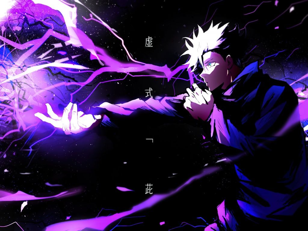 1024x768 Satoru Gojo Wallpaper 4K, Jujutsu Kaisen, Purple background