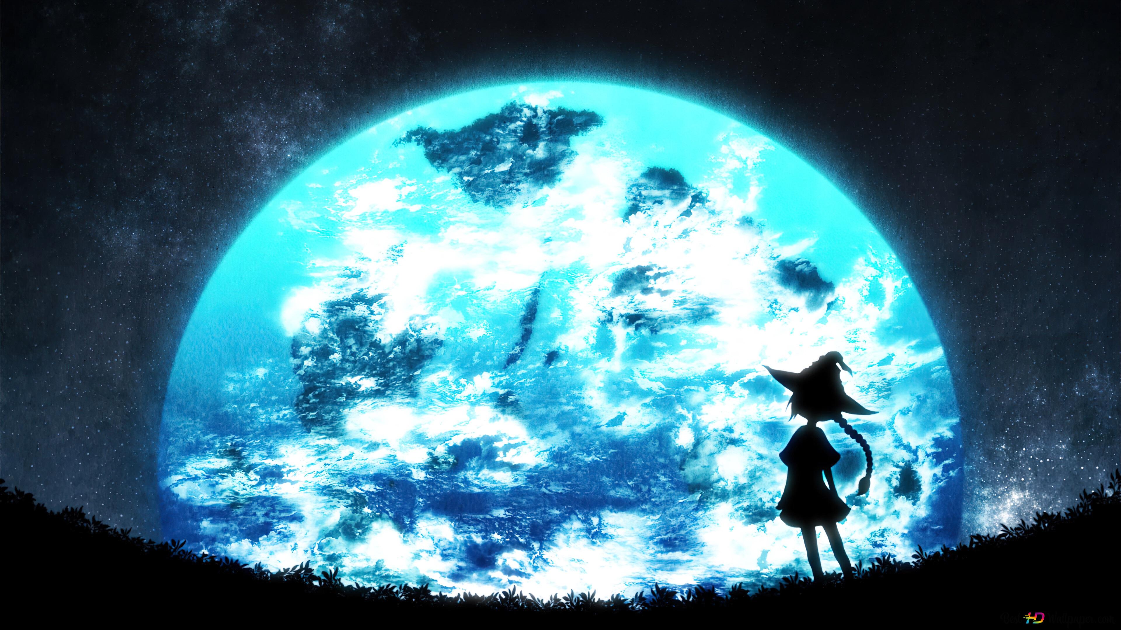 3840x2160 Full Moon Witch 4K wallpaper download
