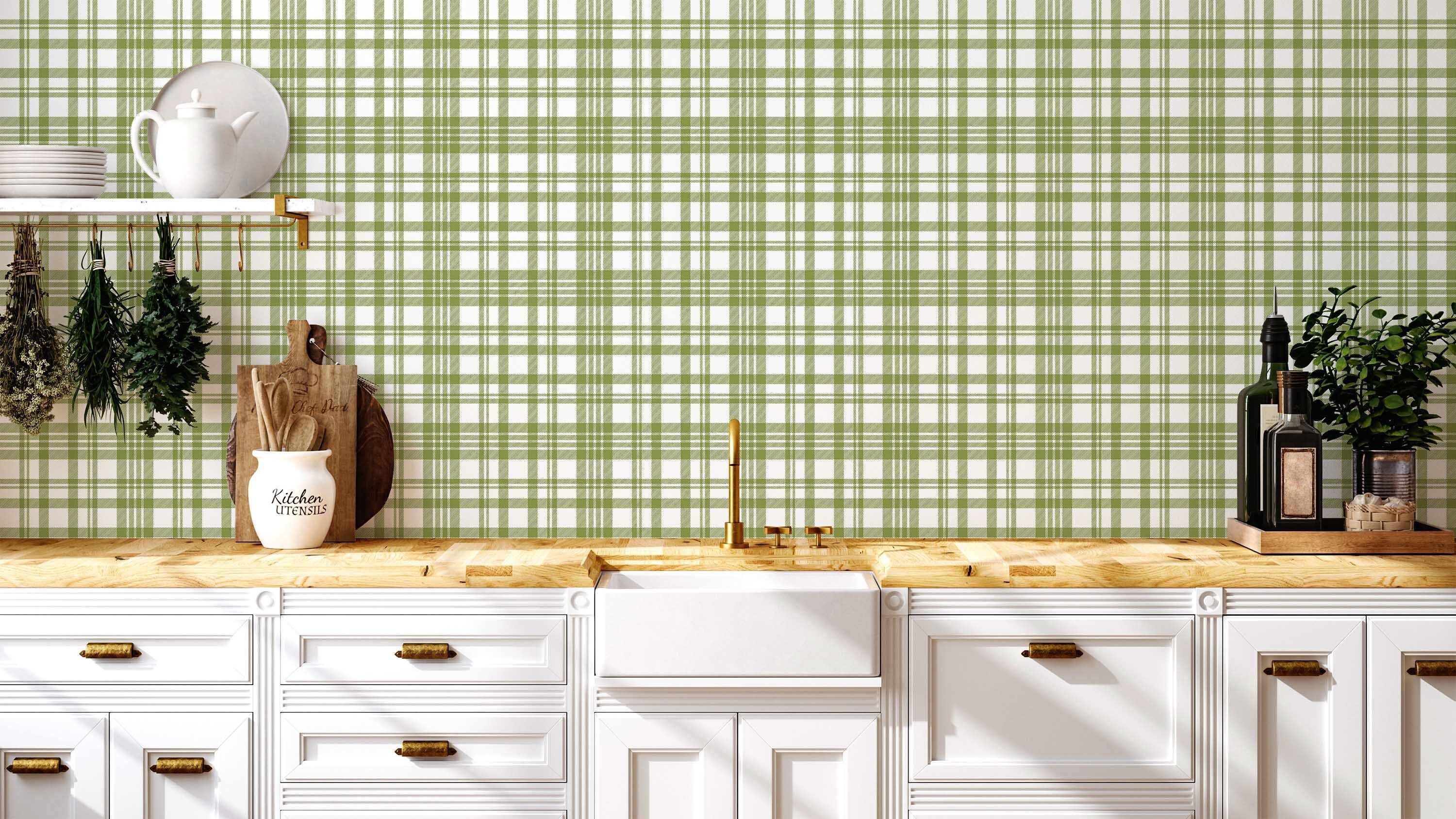 Blue and green Scottish tartan classic wallpaper patterns  TenStickers