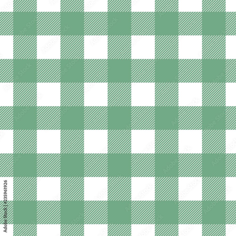 1000x1000 Seamless vector plaid, check pattern green and white. Design for wallpaper, fabric, textile, wrapping. Simple background Stock Vector