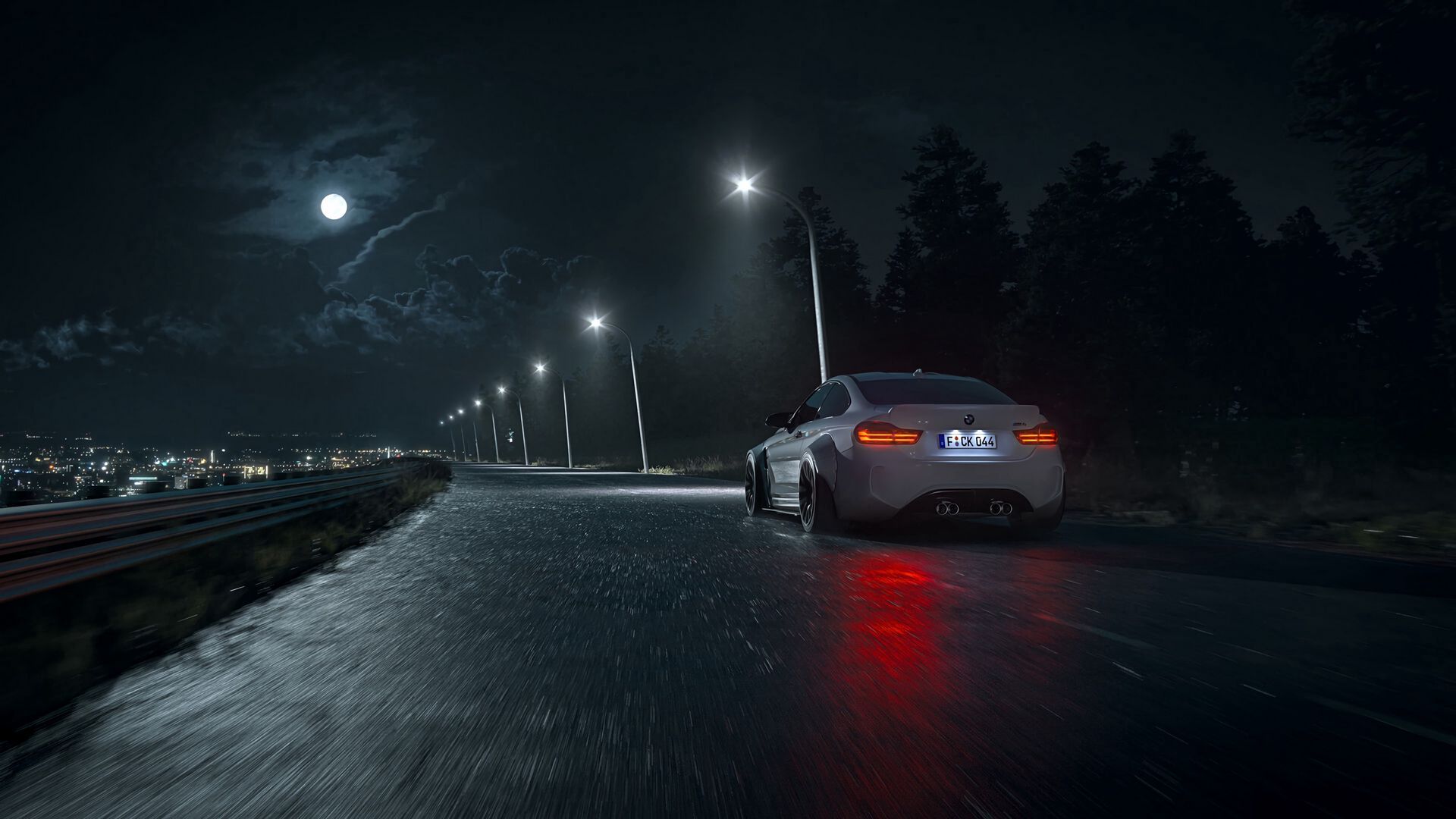 1920x1080 Download wallpaper 1920x1080 car, road, night, asphalt, wet, dark full hd, hdtv, fhd, 1080p HD background