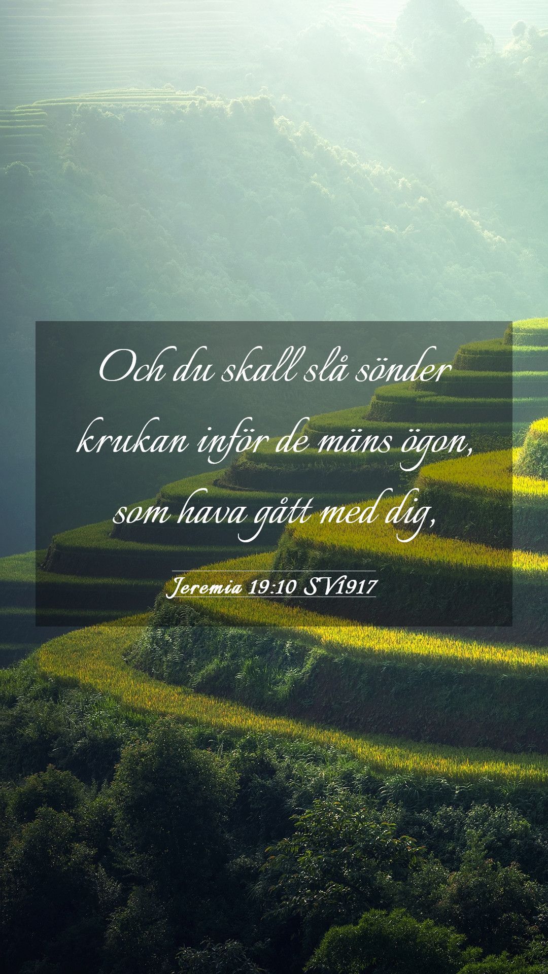 1080x1920 Jeremia 19:10 SV1917 Mobile Phone Wallpaper du skall slå sönder krukan inför de mäns
