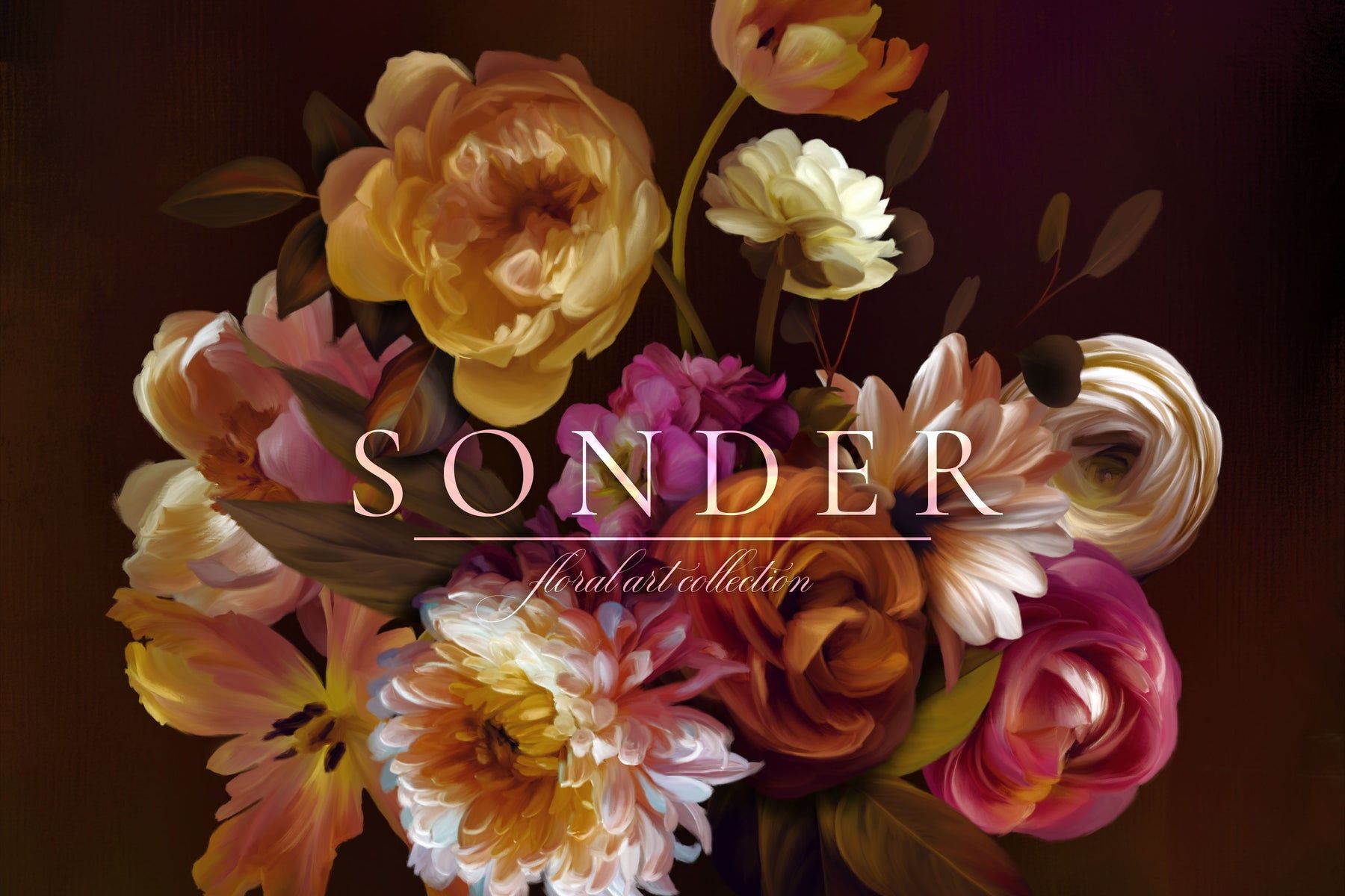 1800x1200 Sonder Oil Paint Floral Clip Art Graphics Collection