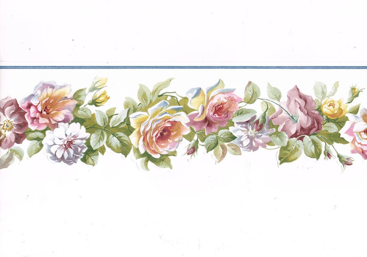 1200x843 Roses Flower Floral Rose Sculptured Die Cut Wallpaper Border NORWALL PP76575DC