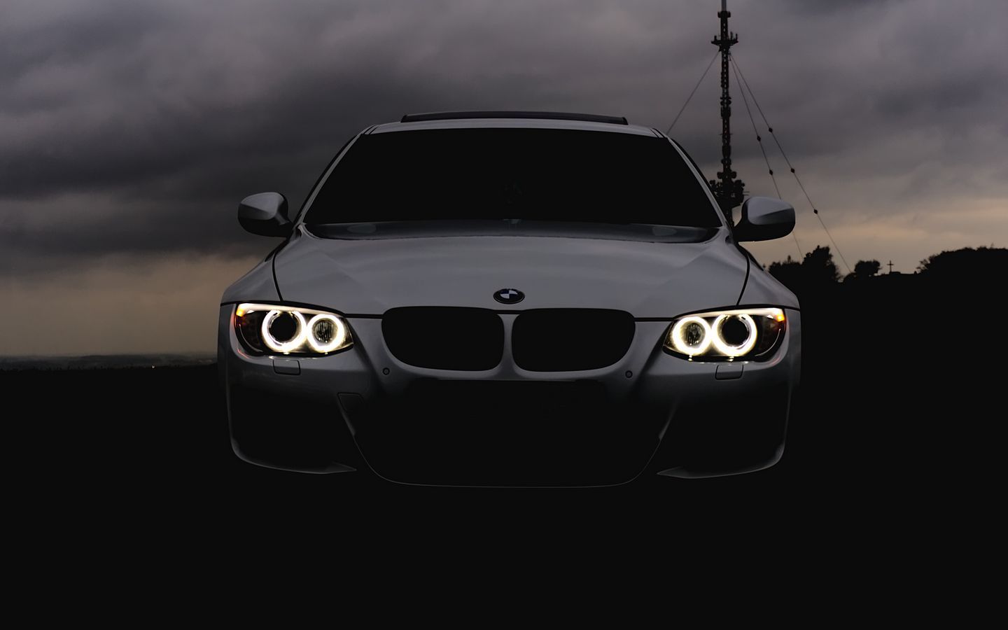 1440x900 Download wallpaper 1440x900 bmw, headlights, car, cloudy, overcast widescreen 16:10 HD background