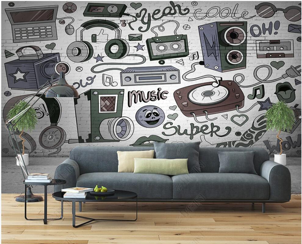 990x800 3D Wallpaper For Walls In Rolls Custom Mural Musical Instrument Sound Music Doodle Decor Living Room Photo Wallpaper On The Wall