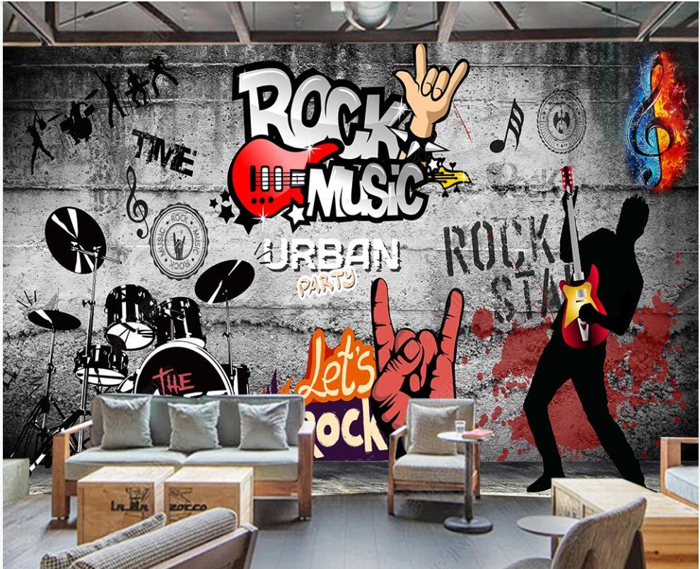 990x805 Custom Mural 3D Photo Wallpaper Retro Cement Wall Rock Music Bar Ktv Home Decor Living Room Wallpaper For Wall 3 D In Rolls
