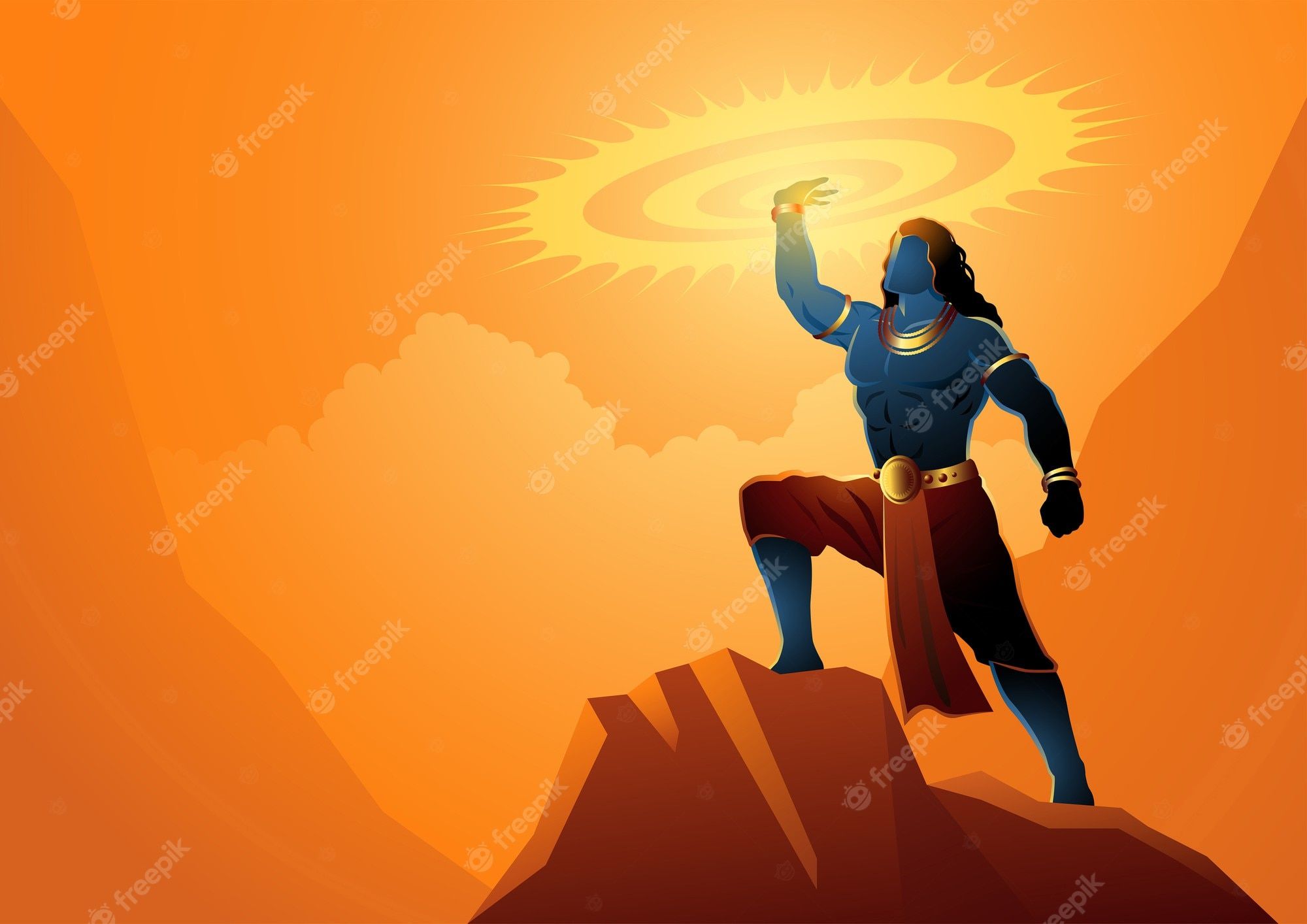 2000x1414 Premium Vector. Hindu god and goddess, indian mythology illustration series, lord krishna holding sudarshan chakra