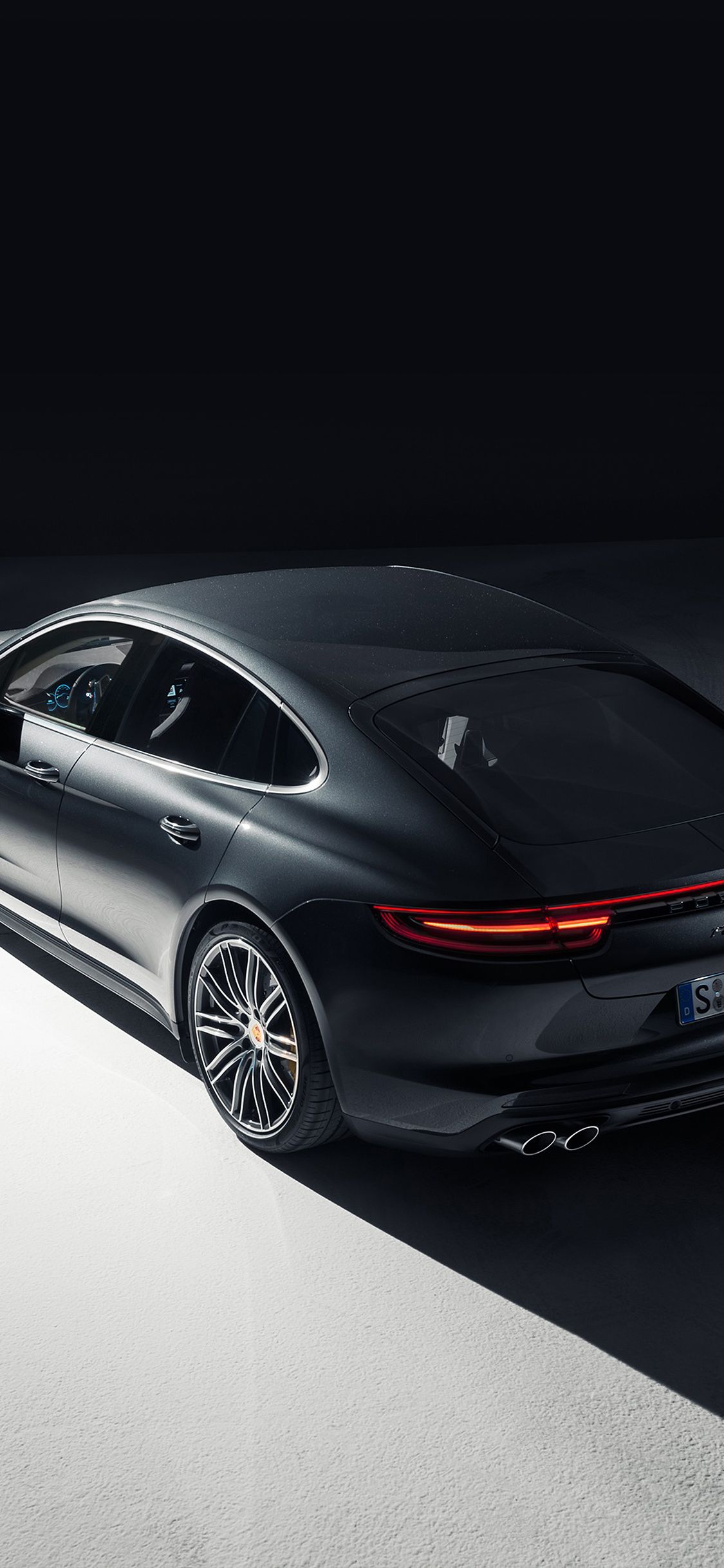 1125x2436 porsche panamera dark car art illustration