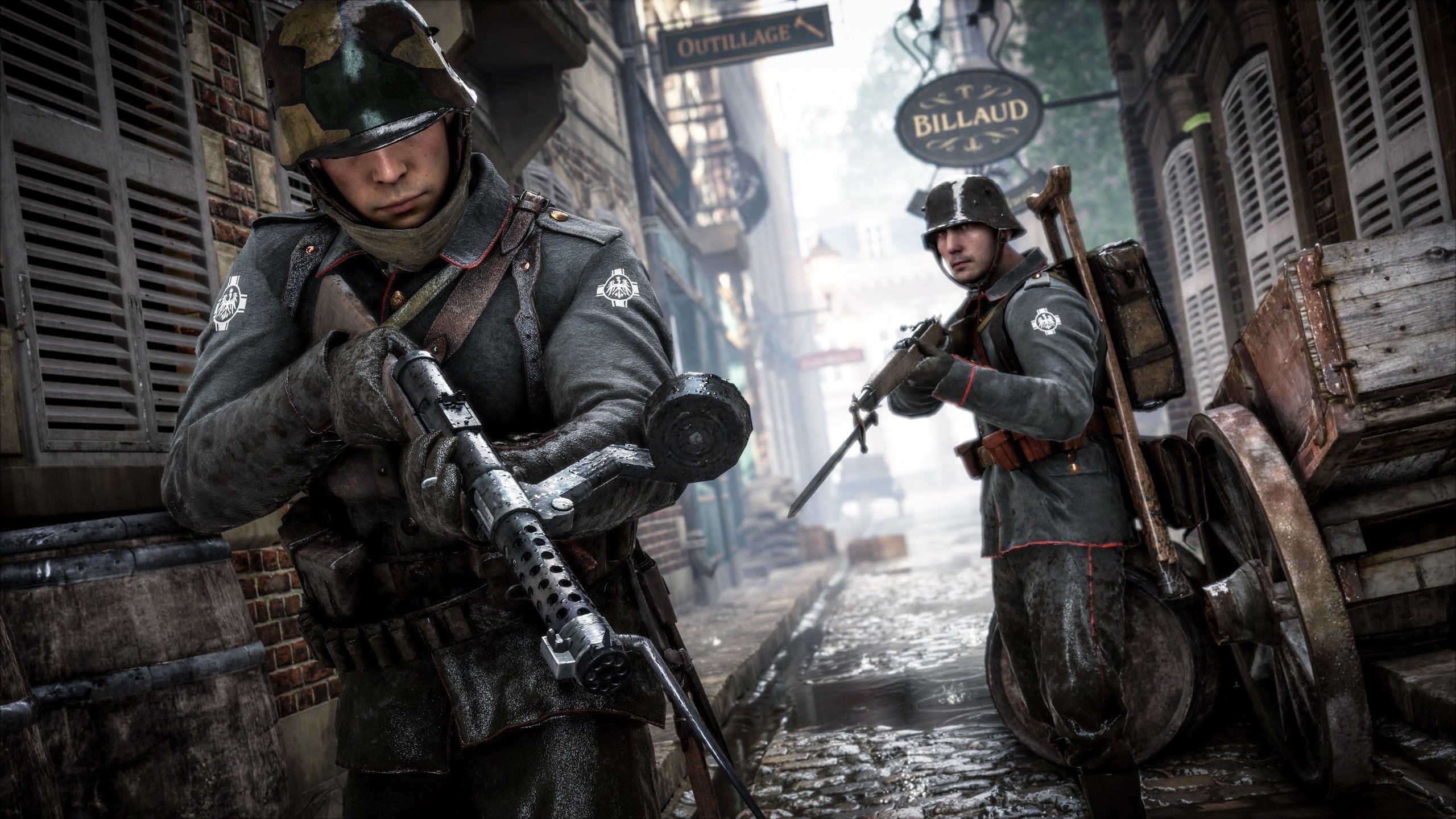 2560x1440 Wallpaper / German Army, people, two people, EA DICE, water, Battlefield wallpaper, headwear, adult, weapon, government, architecture, 2K, holding, World War I free download