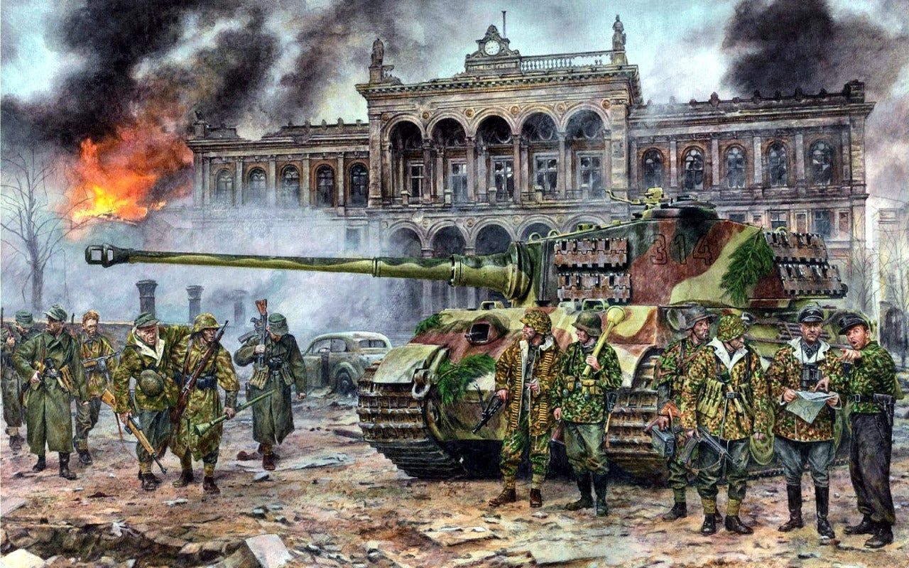 1280x800 German soldiers with a tank