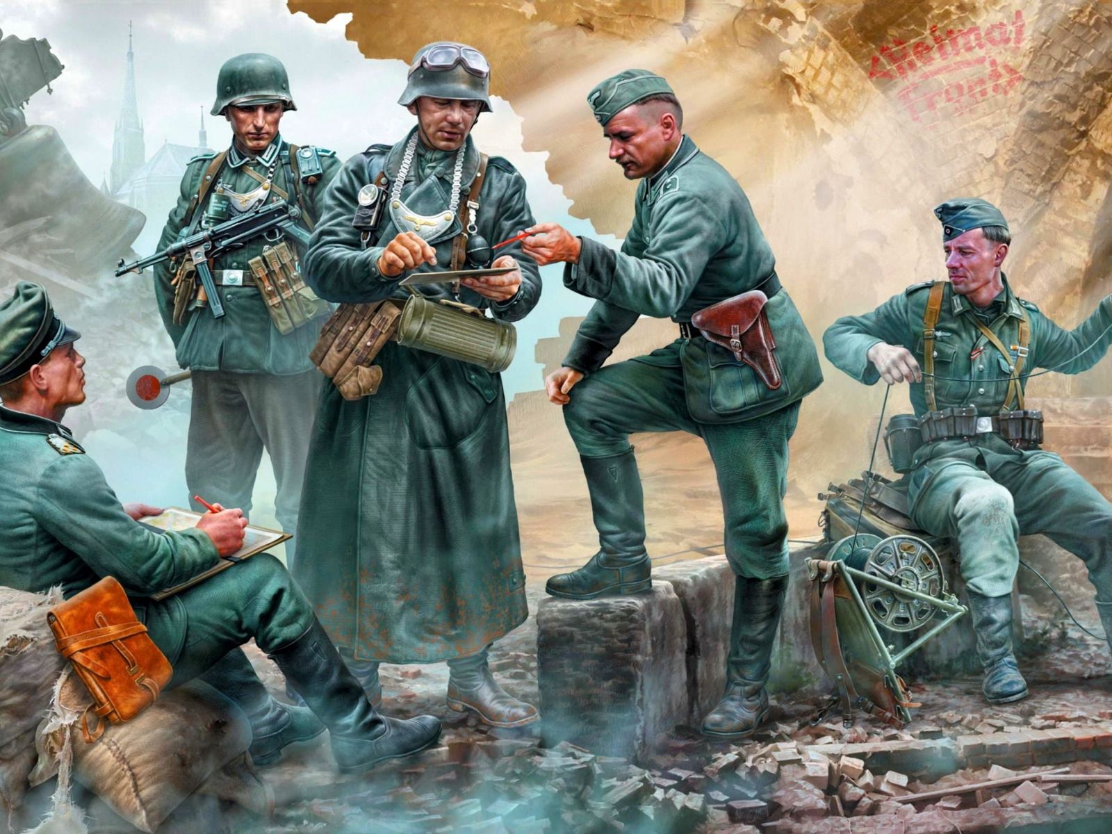 1600x1200 Download wallpaper Germany, Soldiers, The Wehrmacht, The gun, MP- section weapon in resolution 1600x1200