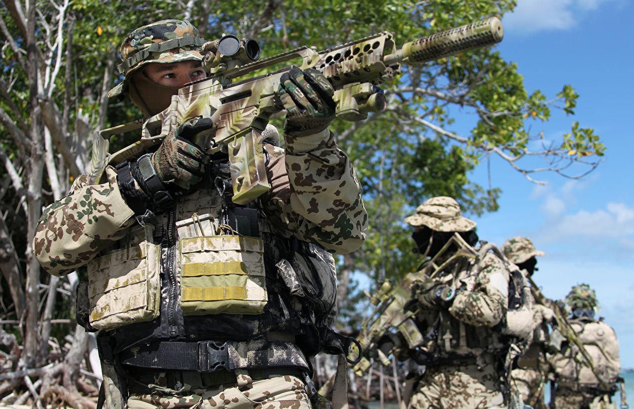 1280x826 Wallpaper Army Soldiers Assault rifle Special Forces German