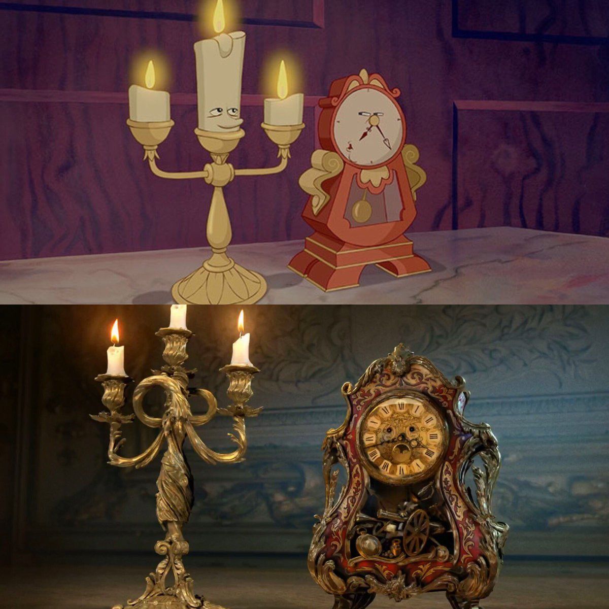 1200x1200 cartoonbrew.com News look at Lumiere and Cogsworth in Disney's live action Beauty and the Beast remake