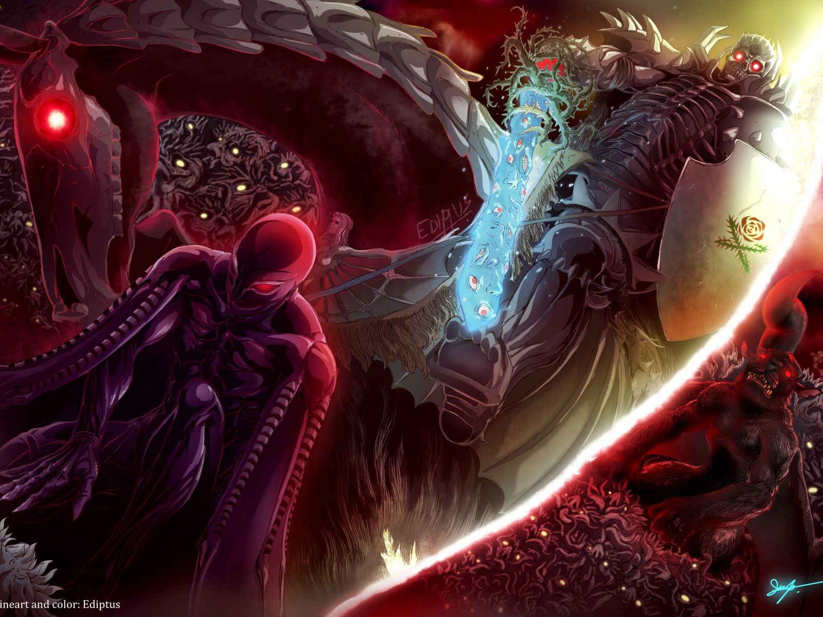 1600x1200 Download wallpaper skeleton, rider, knight, Berserk, Berserker, section seinen in resolution 1600x1200