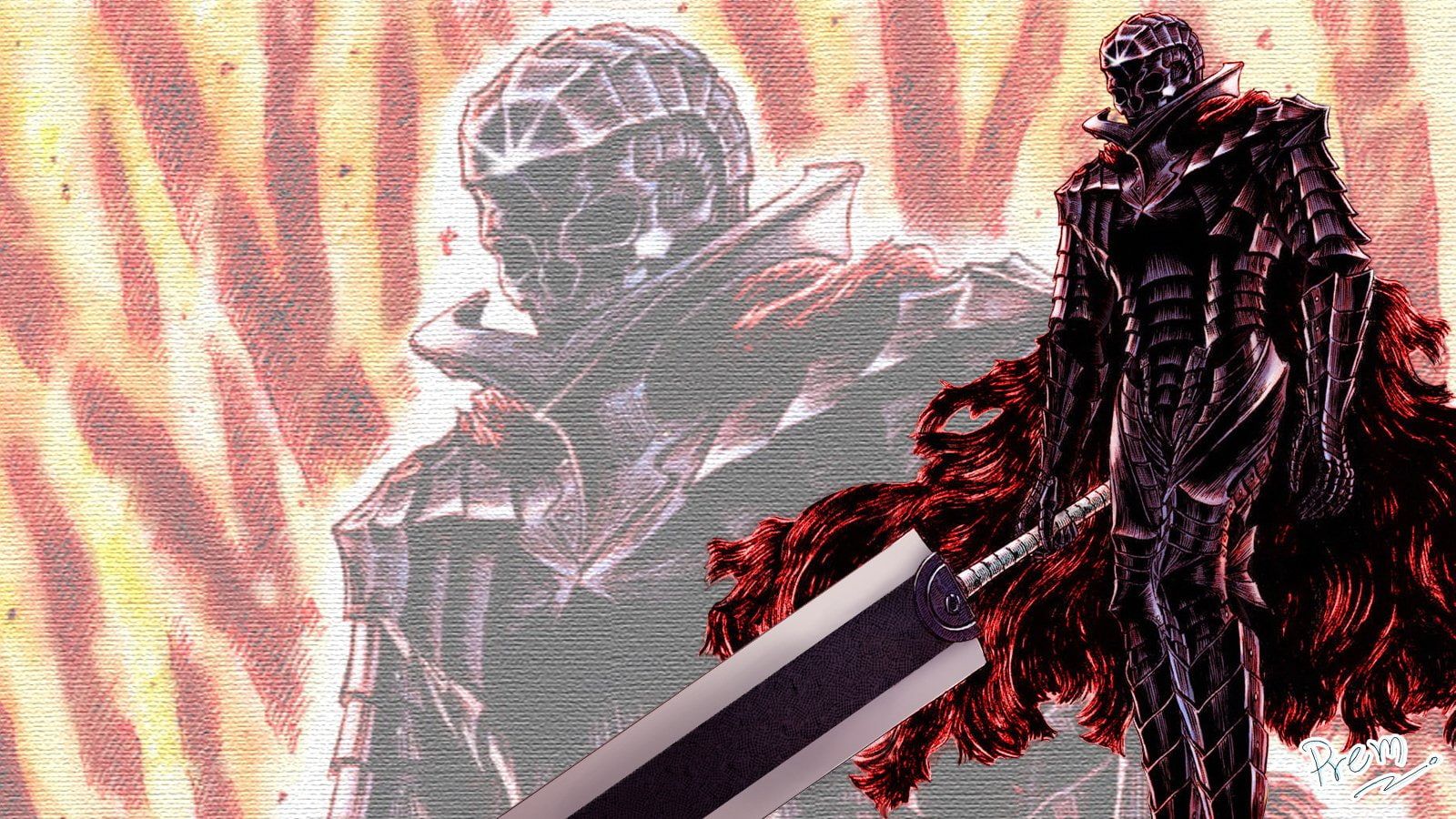 1600x900 Wallpaper / wallpaper, Anime, 720P, holding, skull, knight, Berserk, sword free download