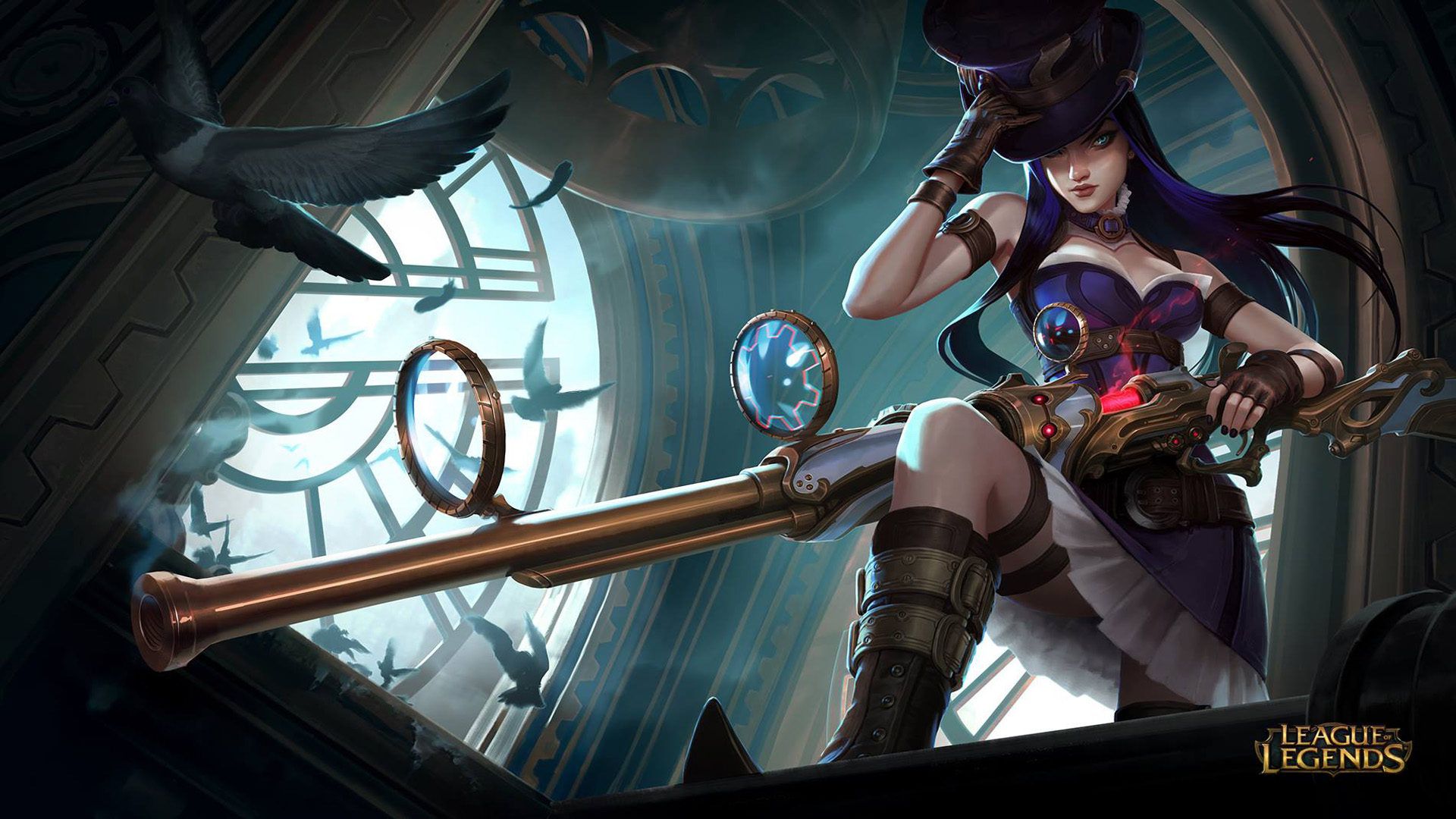 1920x1080 League Of Legends Caitlyn The Sheriff Of Piltover Video Game Splash Art Desktop Wallpaper HD 1920x1080 :