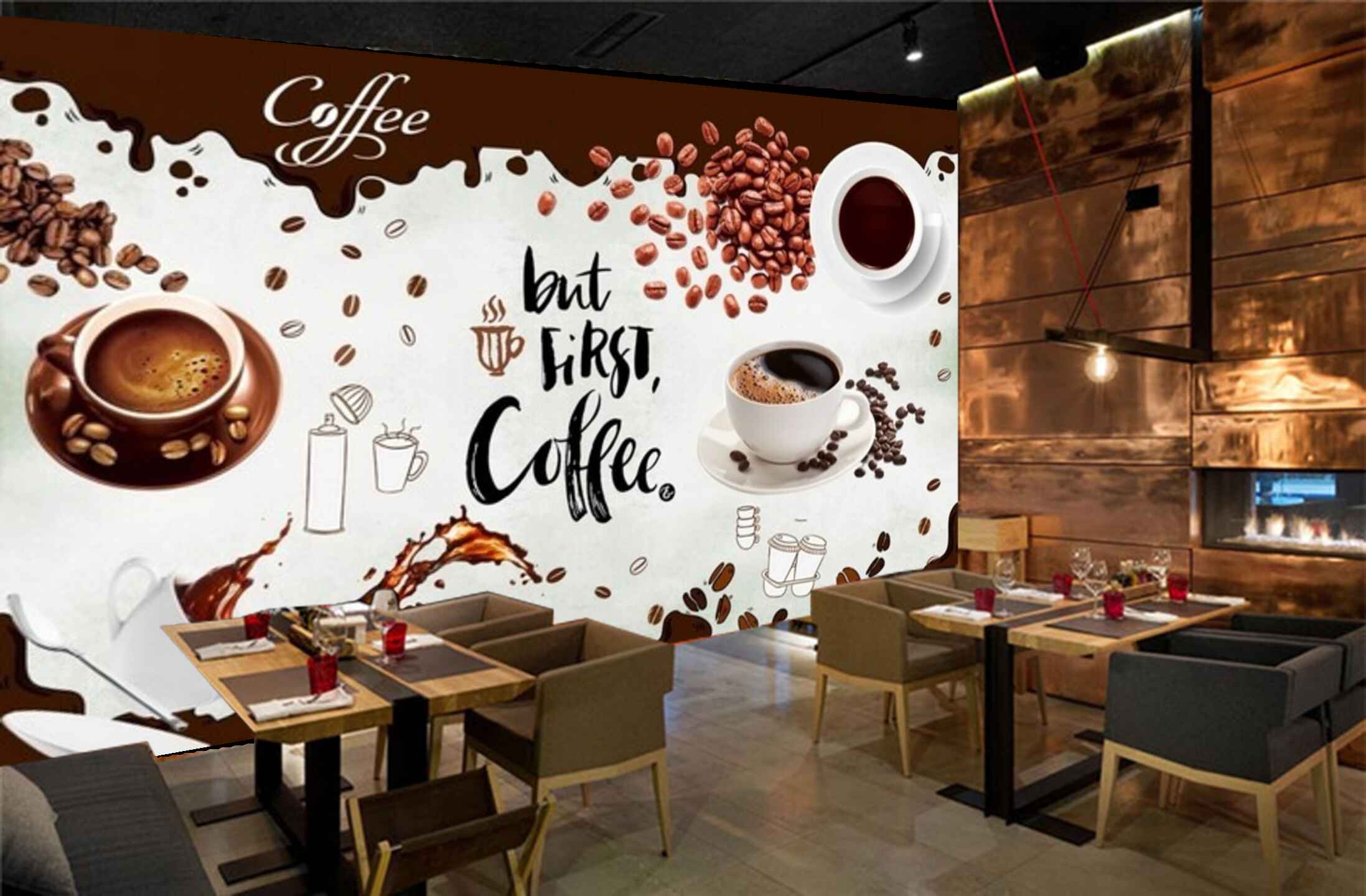 2195x1440 Avikalp MWZ2981 Coffee Cups Seed Glasses HD Wallpaper for Cafe Restaur