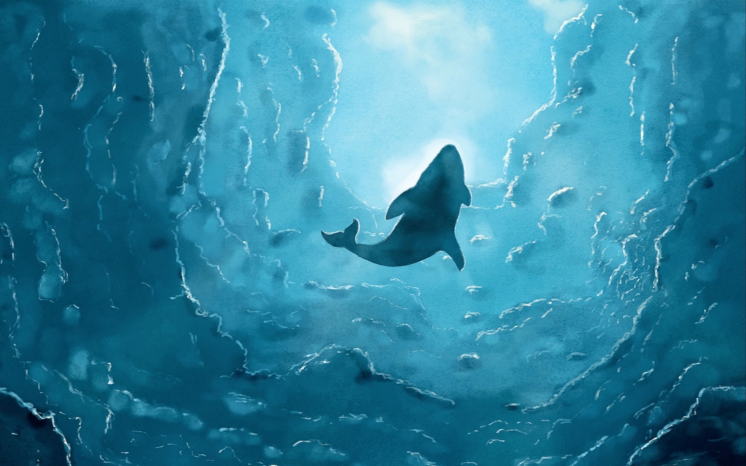 2560x1600 Download wallpaper 2560x1600 whale, art, wave, blue widescreen 16:10 HD background