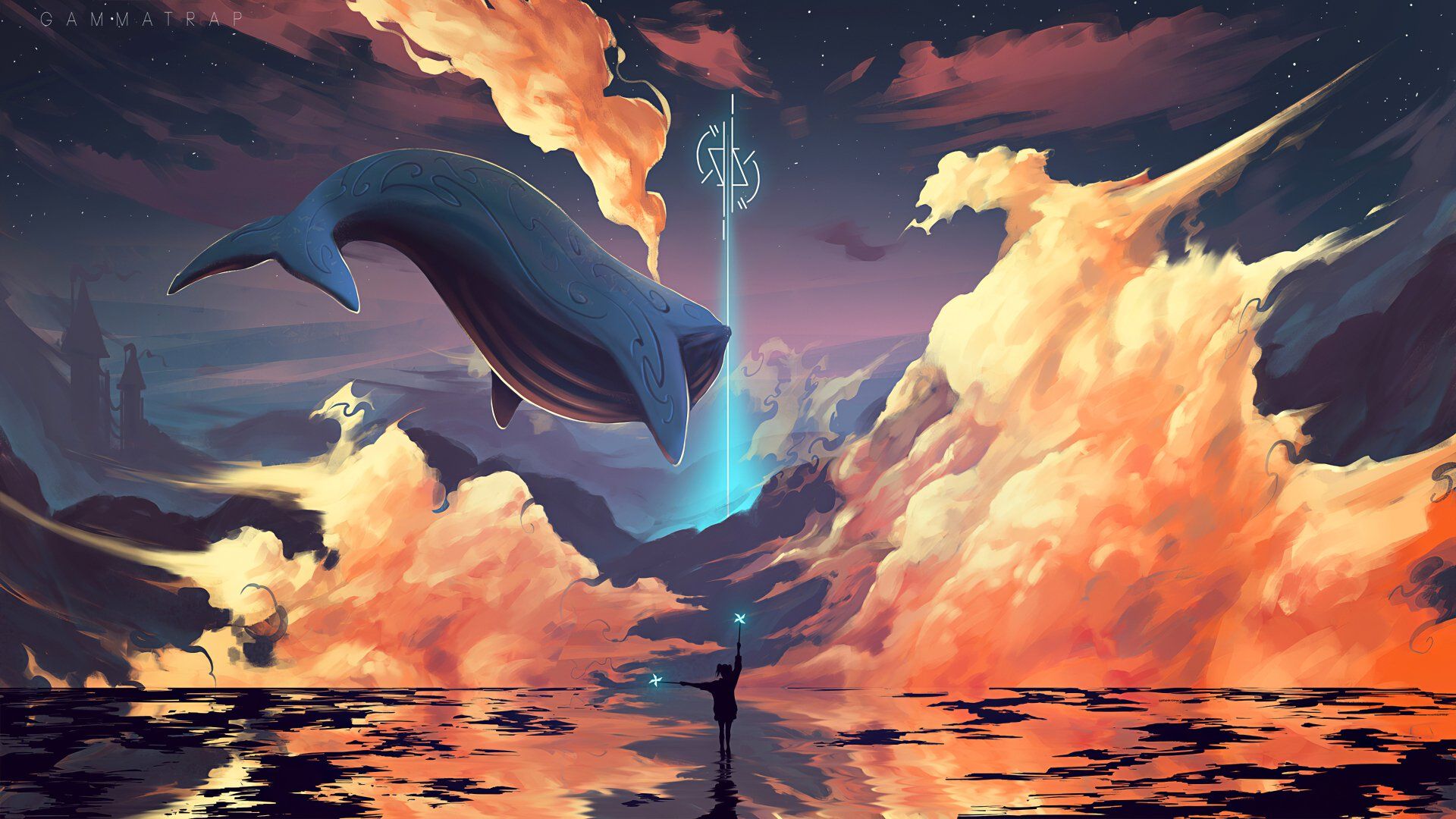 1920x1080 Fantasy Whale 4k Ultra HD Wallpaper
