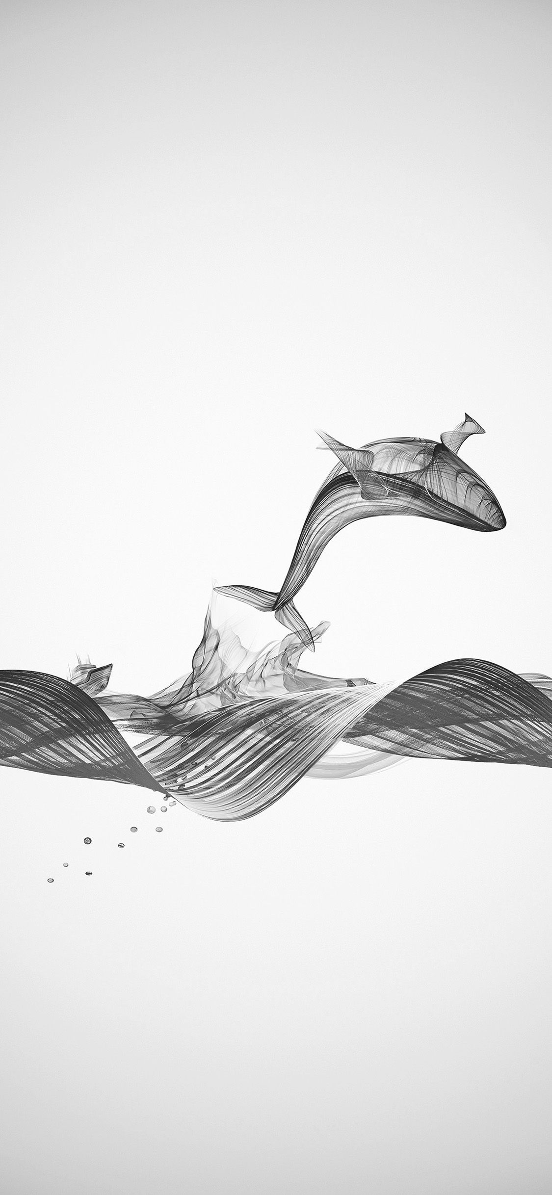 1125x2436 iPhone X wallpaper. fishing boat whale wave line art illustration animal bw