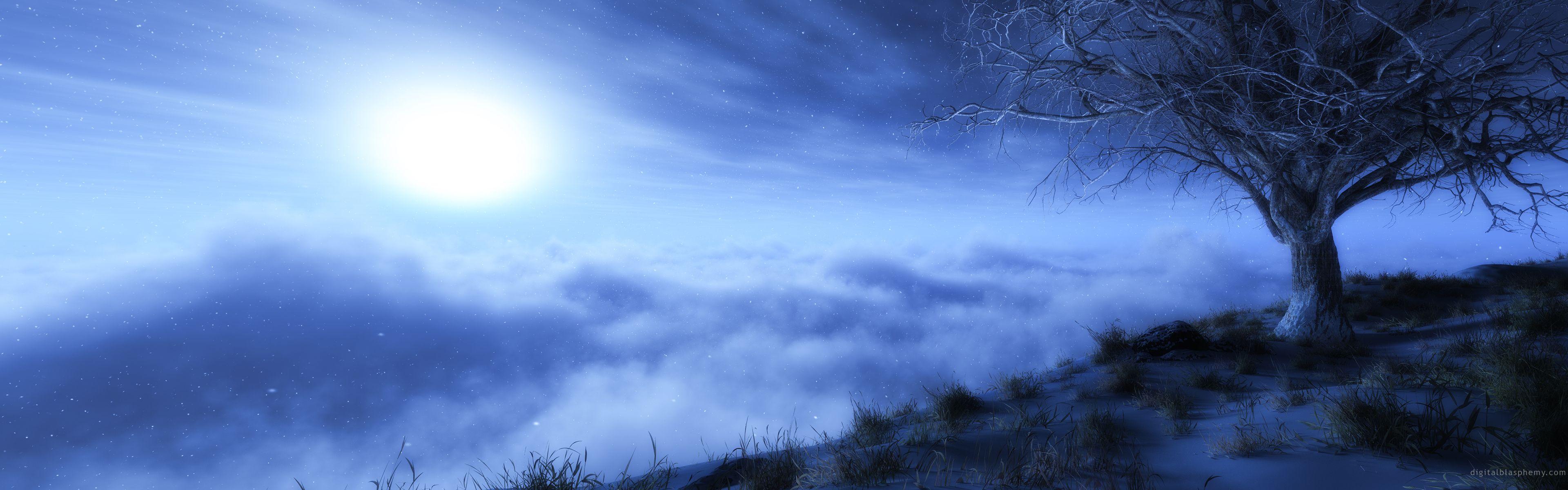3840x1200 Digital Blasphemy 3D Wallpaper: At World's Edge (Winter) Dual