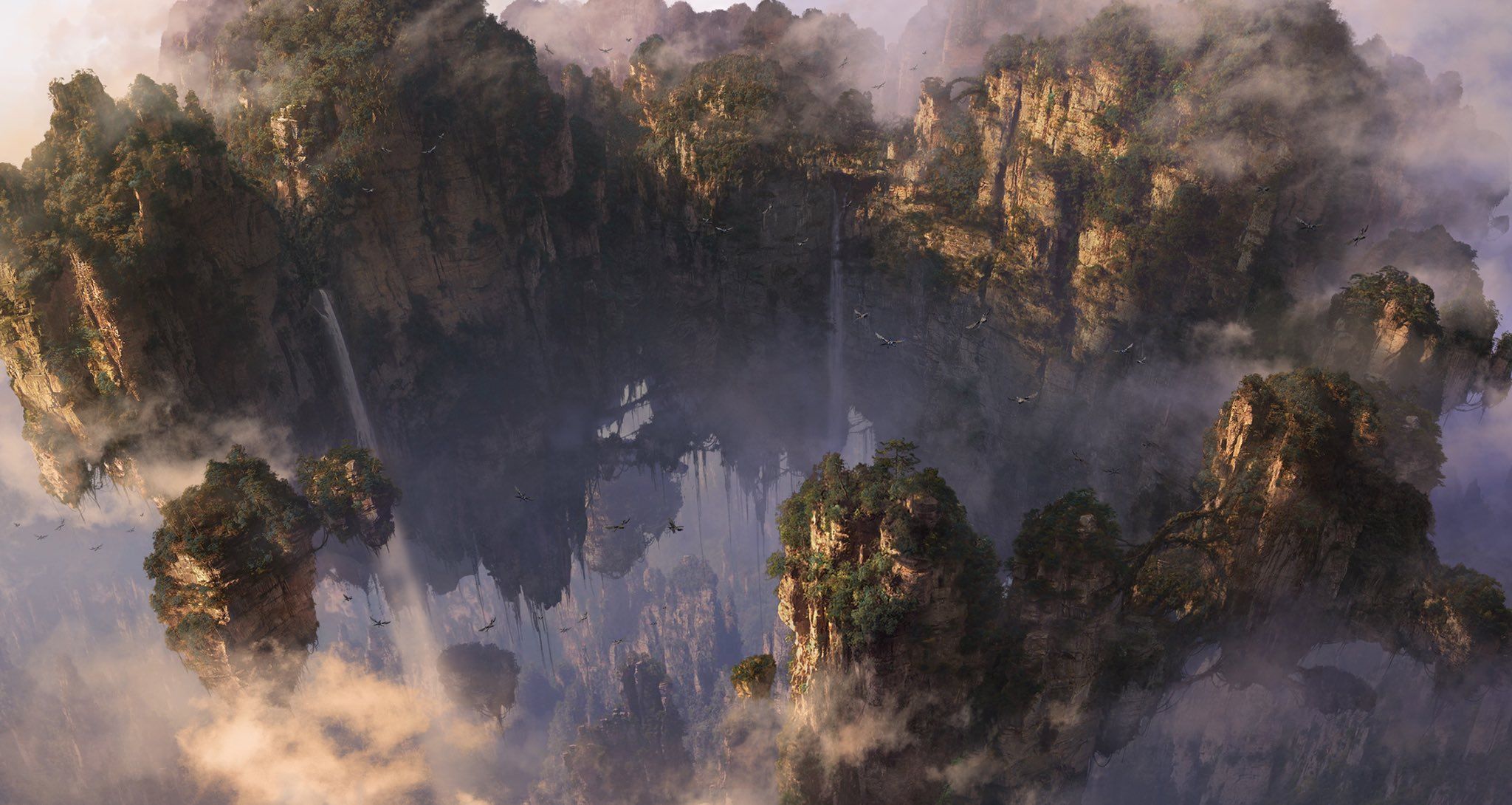2048x1090 Dylan Cole Art Concept Painting Matte Painting Test. Never Saw This Angle In The Movie, But I Always Liked The Idea Of A Lagoon In The Sky