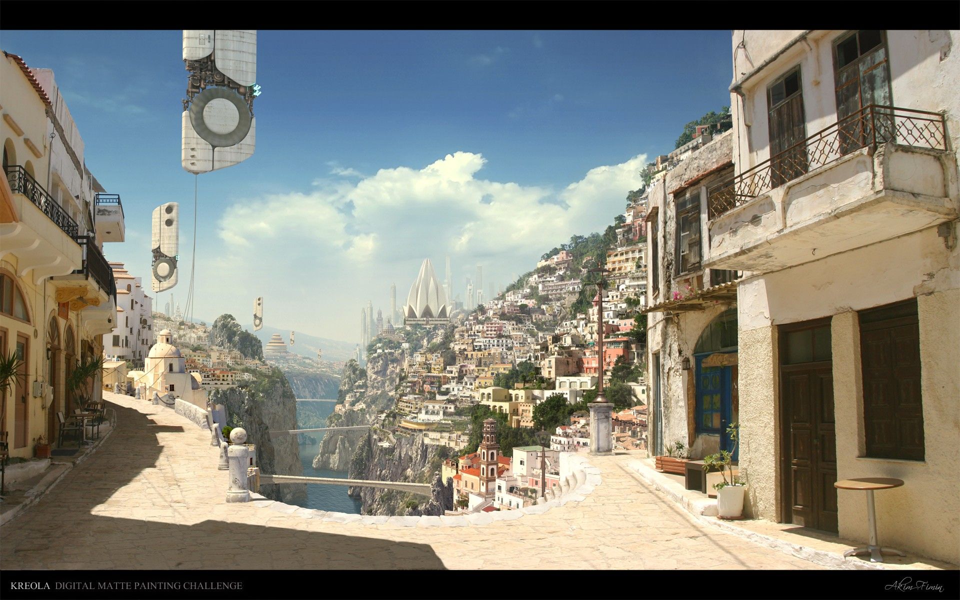 1920x1200 matte painting city wallpaper